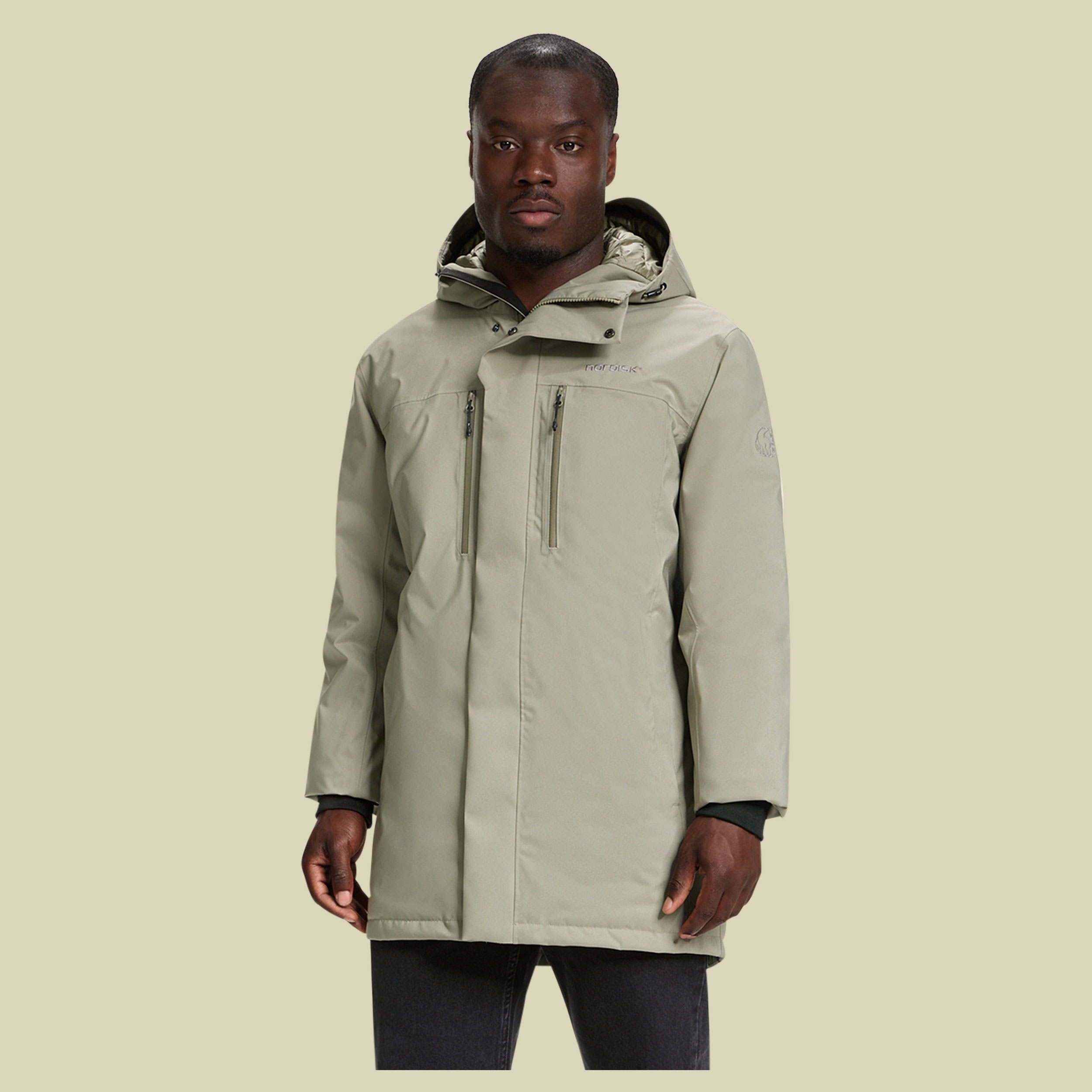 Lauge Harshell Down Jacket Men XL beige - vetiver green