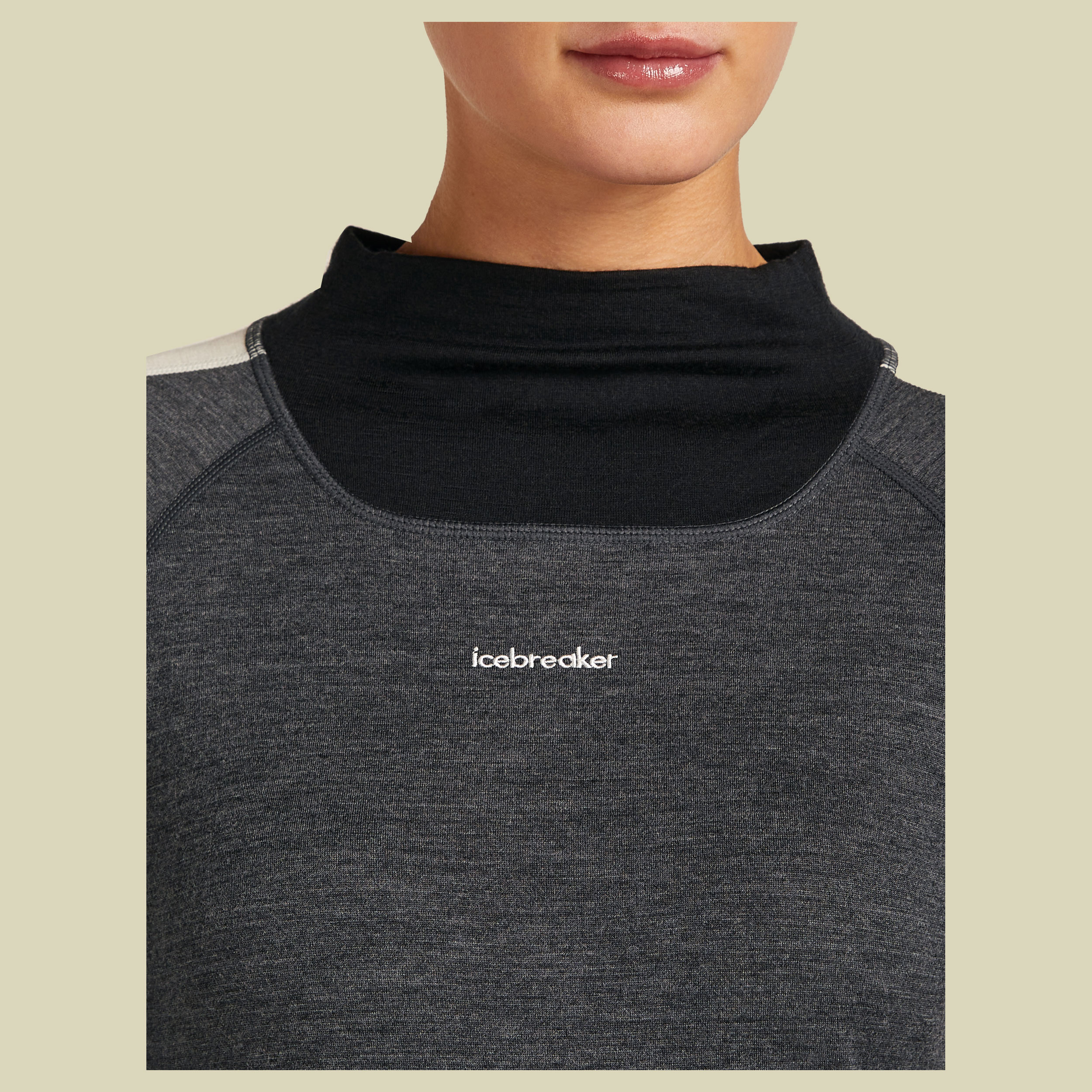 Merino 200 Oasis+ LS High Neck Women XL grau - black/jet hthr/undyed/CB