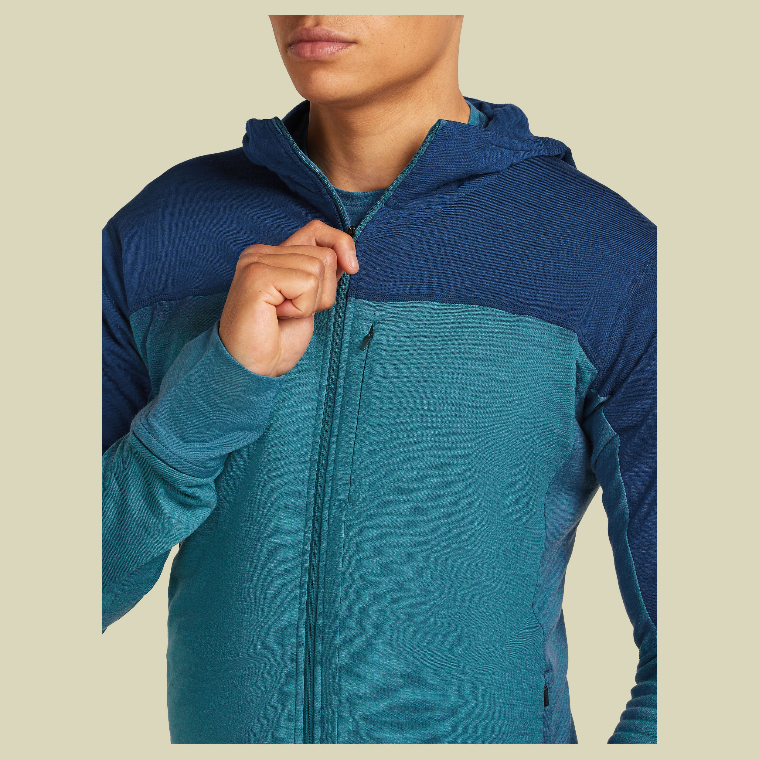Merino Blend 300 RealFleece™ Descender LS Zip Hoodie Men XL blau - topaz/atlantis/CB