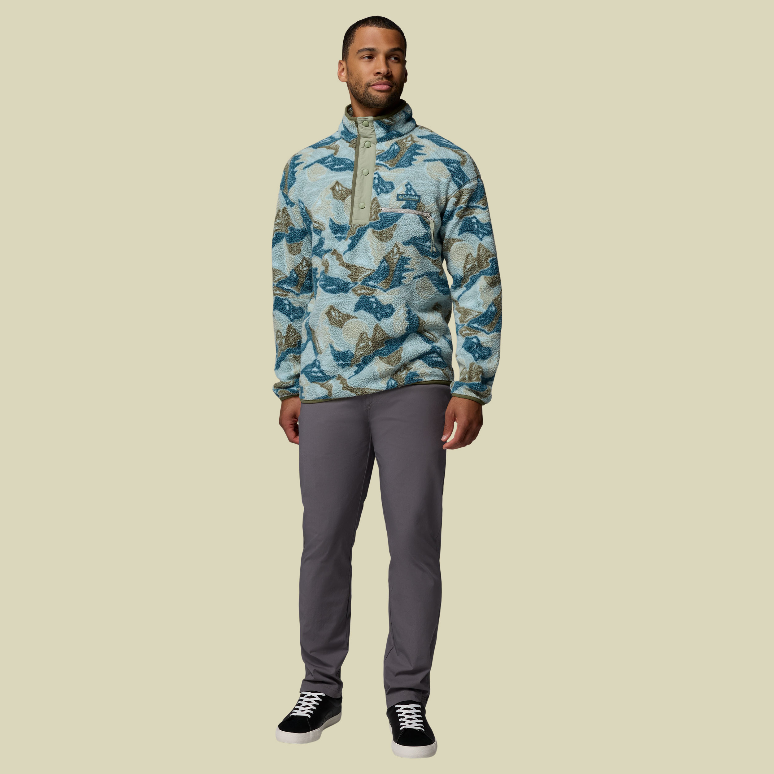 Helvetia II Printed Half Snap Fleece Men S mehrfarbig grün - safari,sunscap