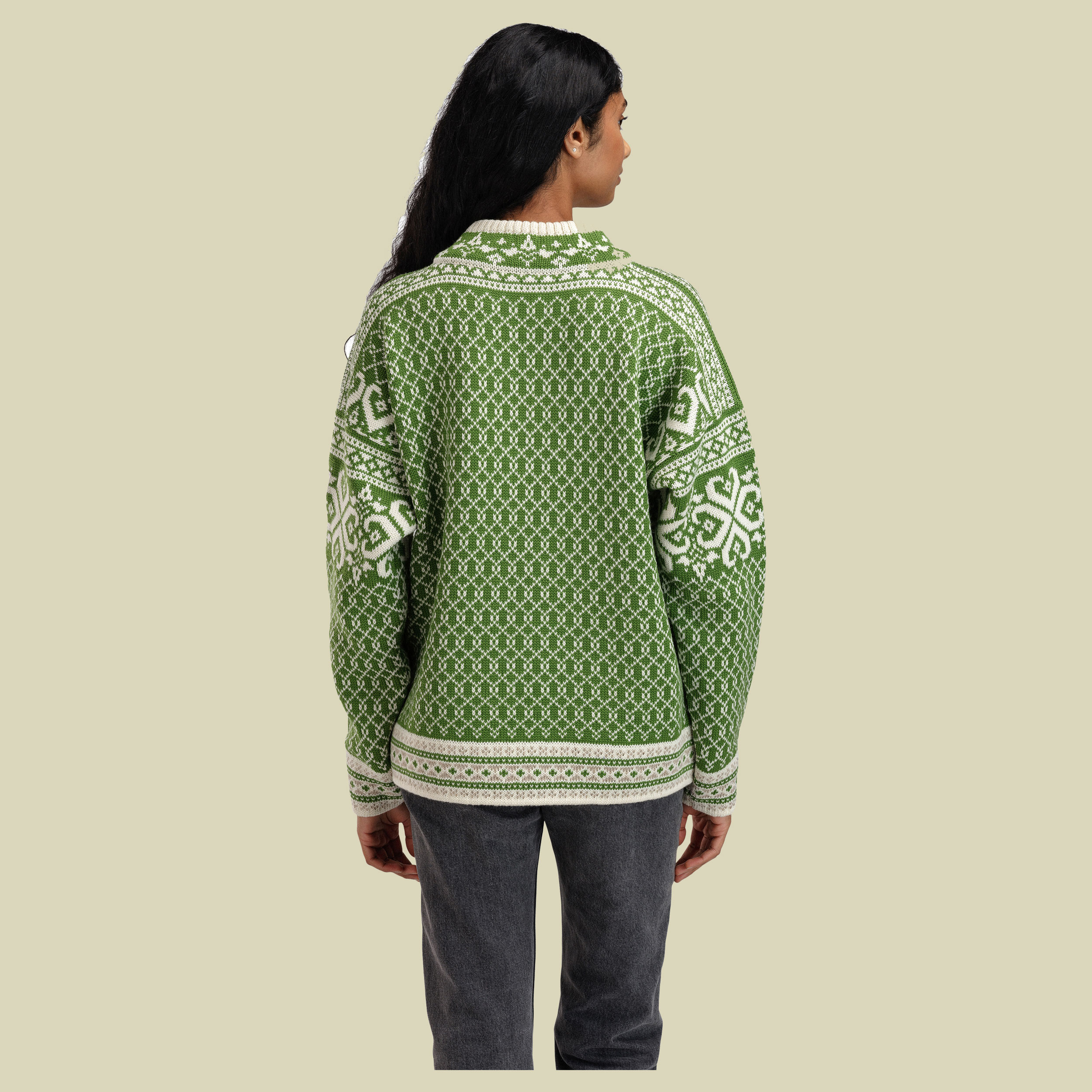 Leknes Sweater Women XL grün - spring green/off white/sand mel