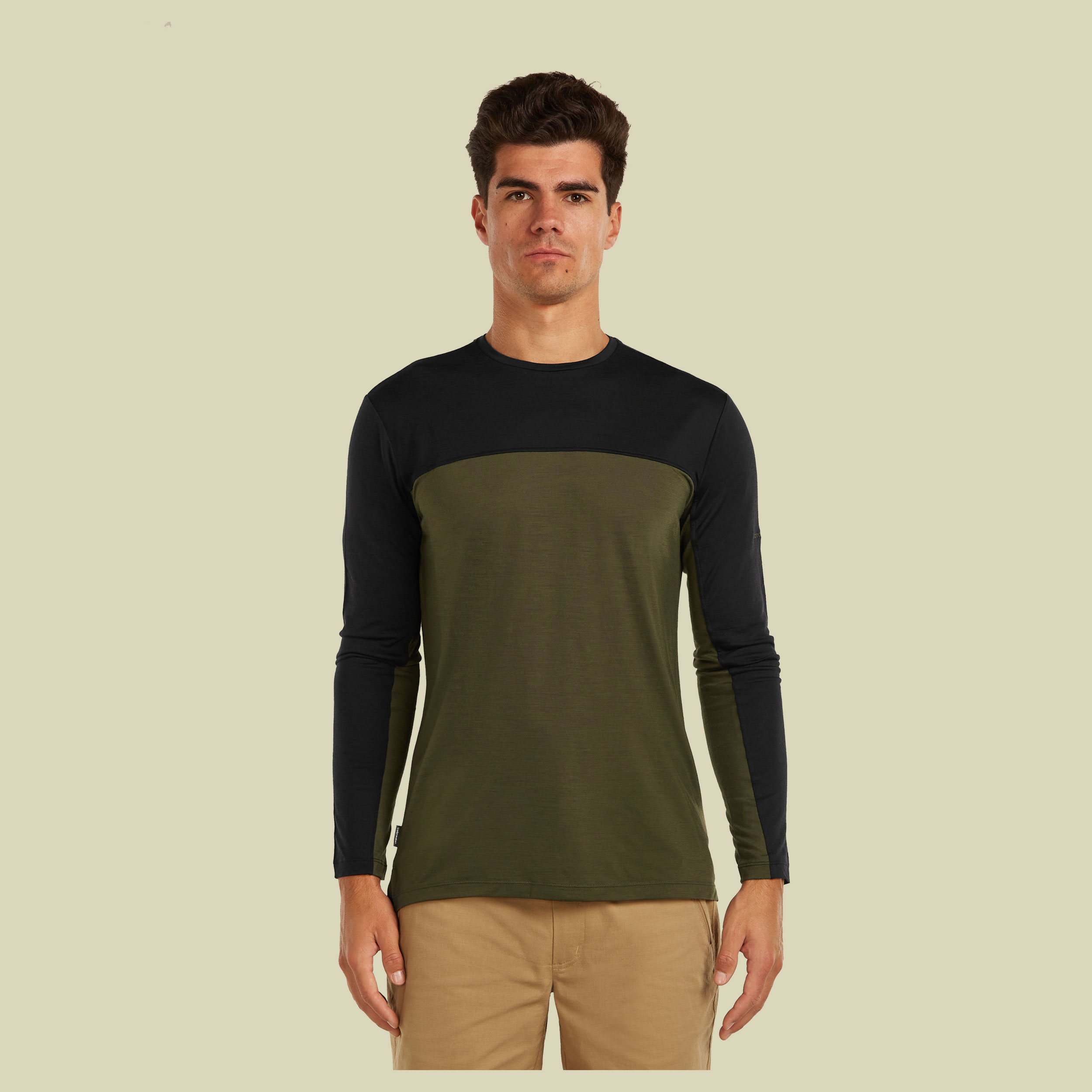 Merino Blend 125 Cool-Lite Sphere LS Tee Colour Block Men M grün - dark loden/black/colour block