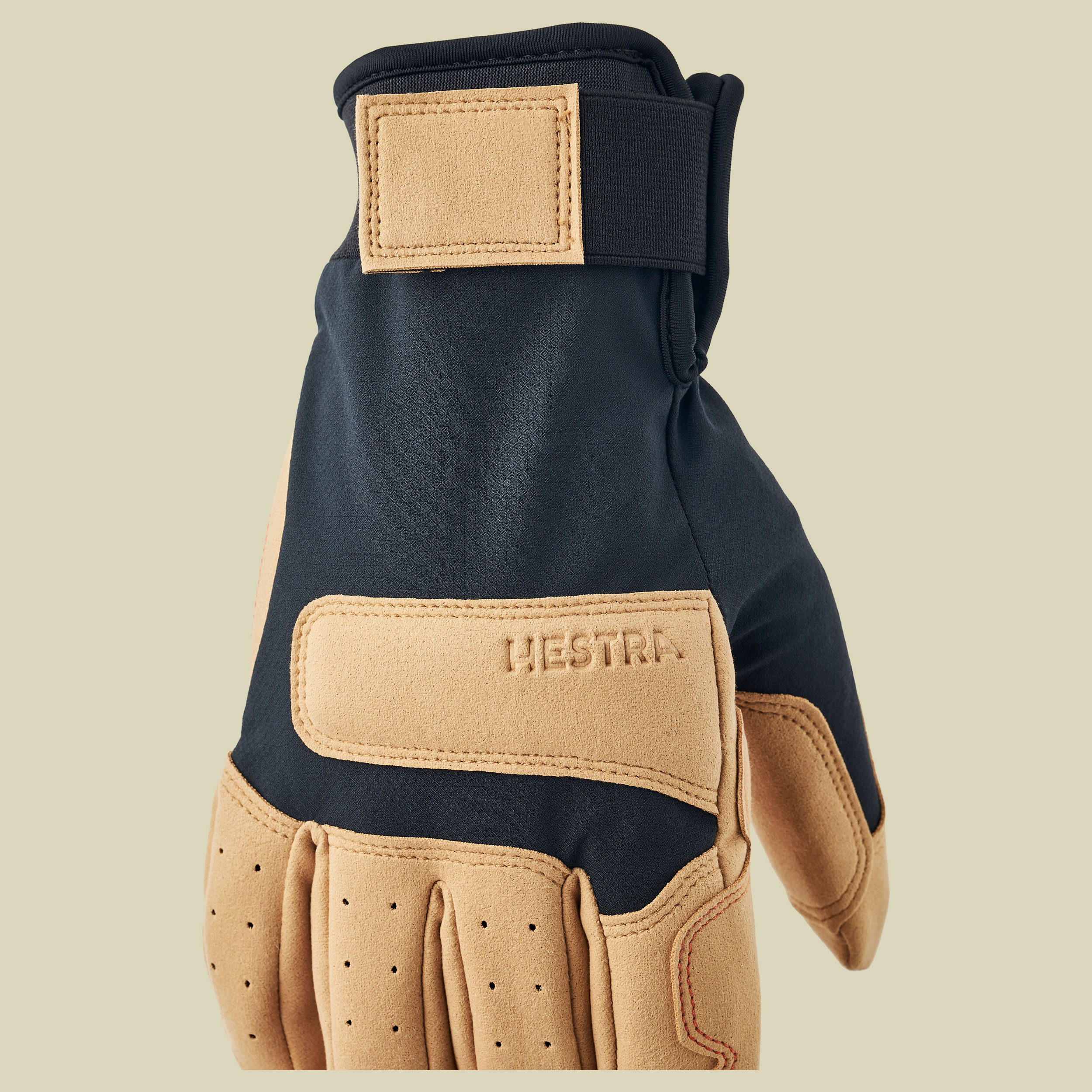 Climbers Duratan Long - 5 finger Größe 9 beige - black/tan