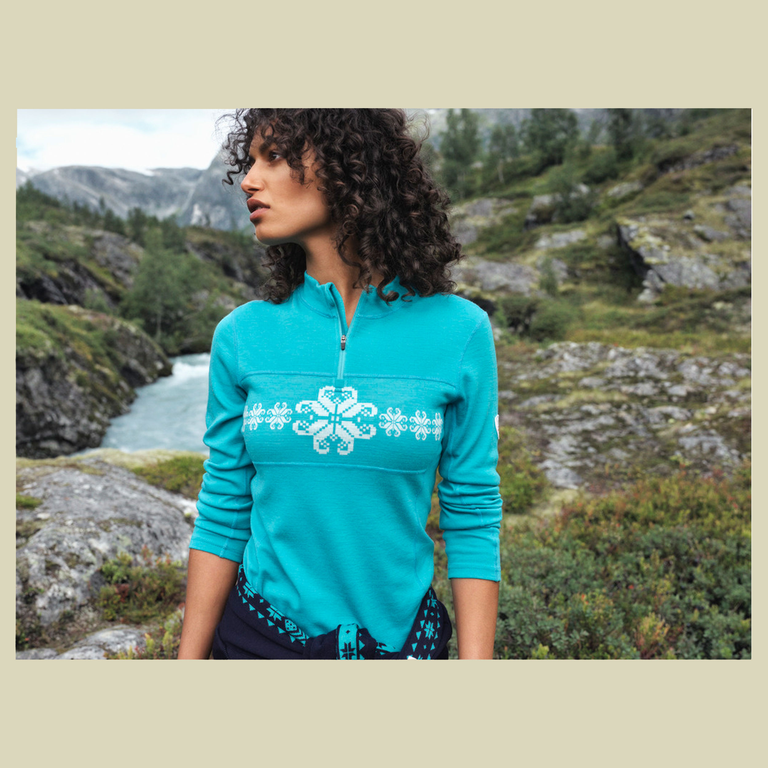 Falkeberg Baselayer Half Zip Women XL türkis - Farbe peacock offwhite