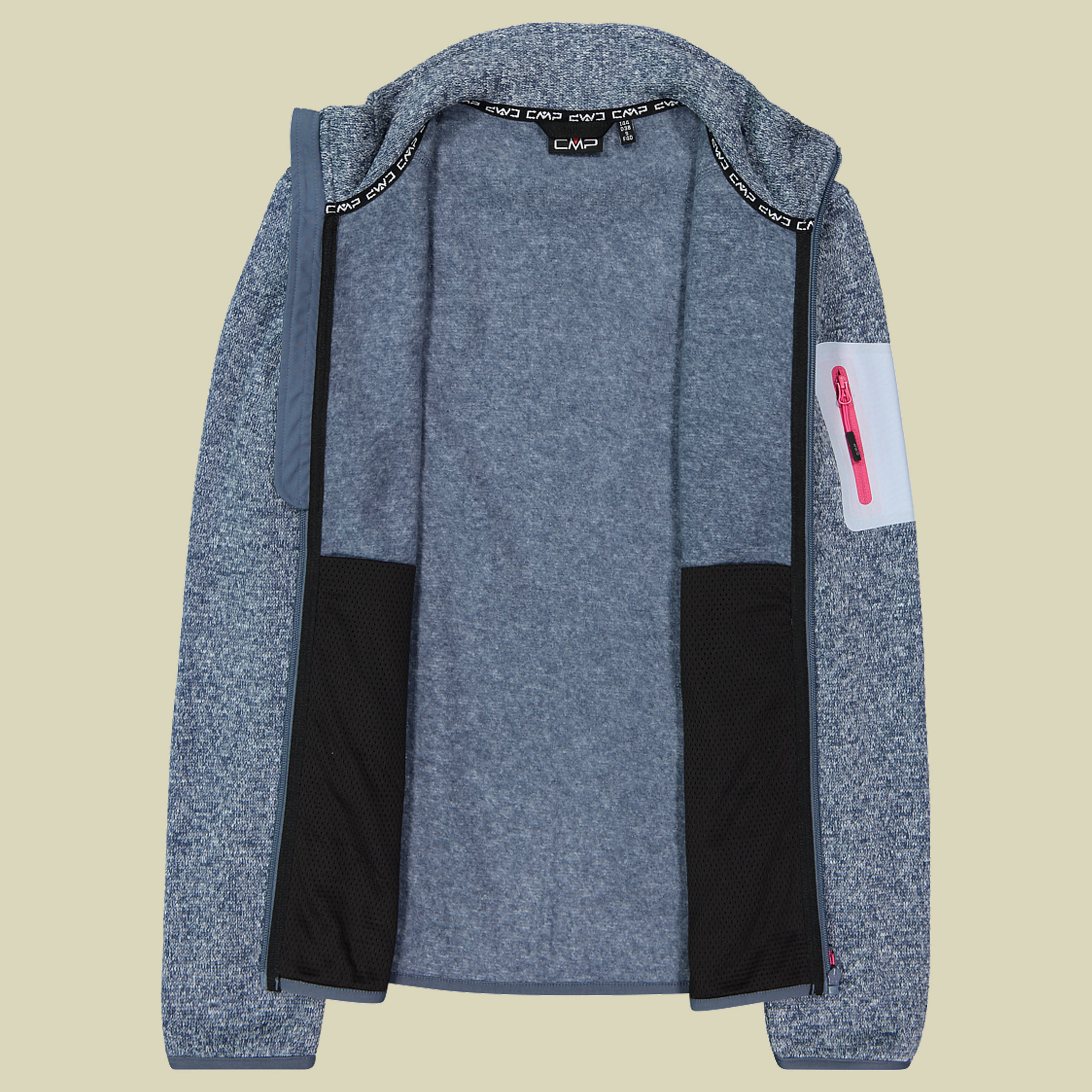 Woman Knitted Melange Fleece Jacket 3H14746 blau 38 - Farbe space-sky blue