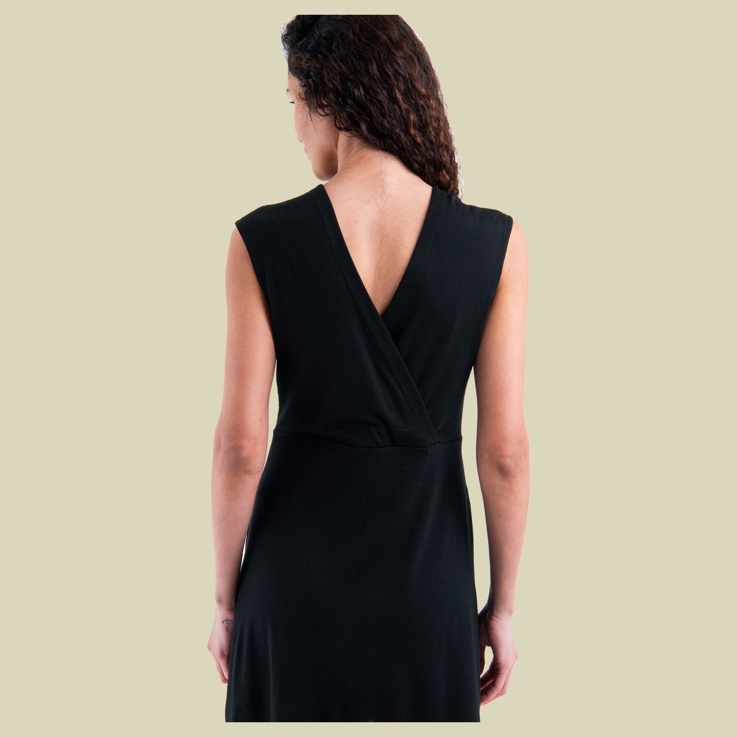 Merino 200 Granary Sleeveless V Neck Dress Women L schwarz - black