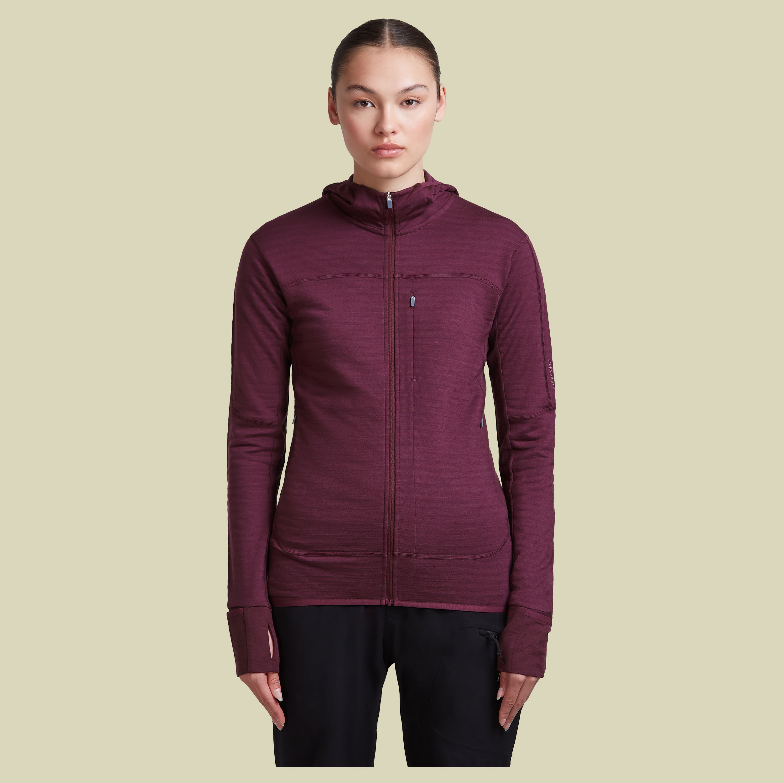 Merino 300 RealFleece Descender LS Zip Hoodie Women L - dk berry