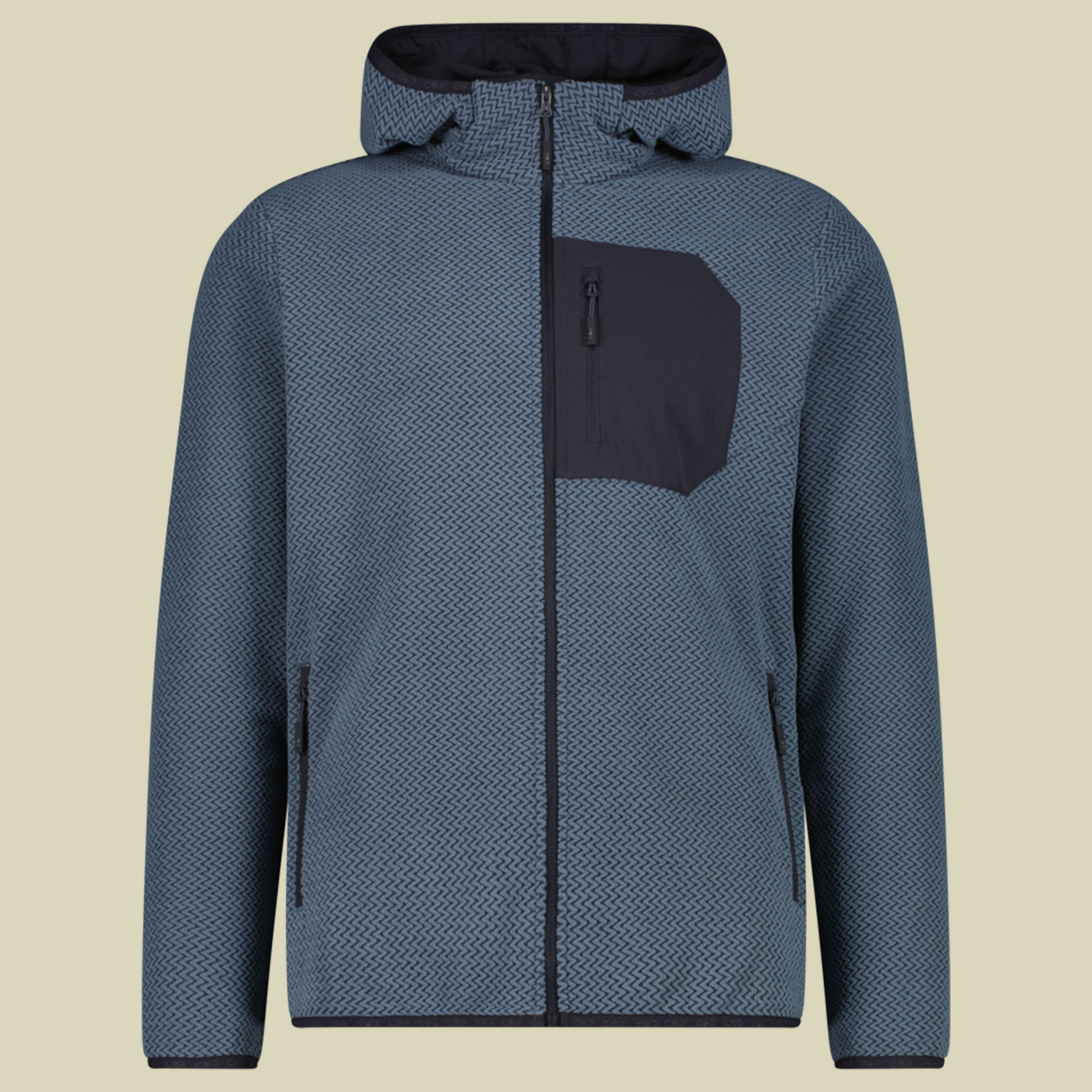 Jacket Fix Hood Knitted Zig Zag Men 36H1307 50 blau - avio