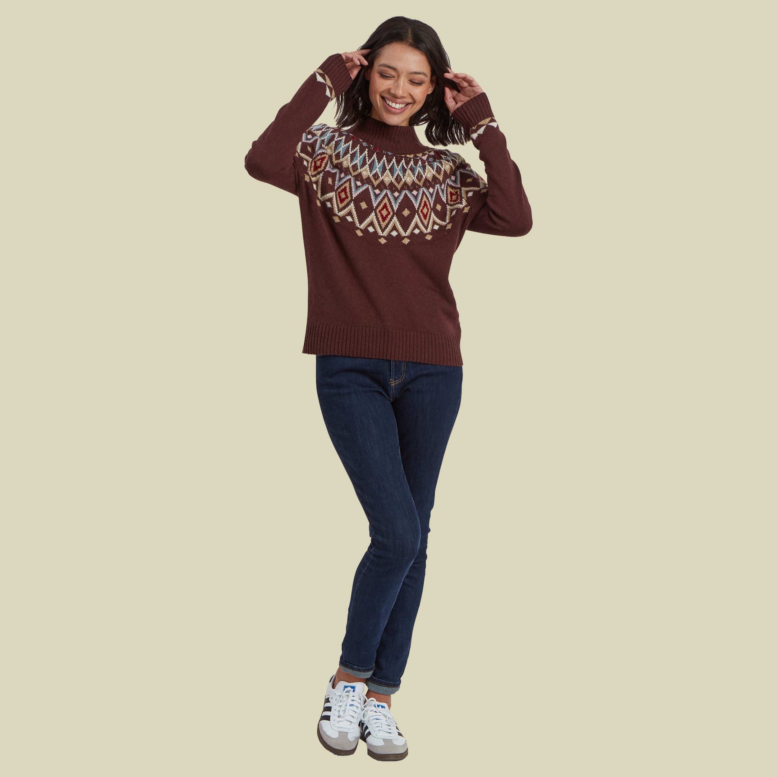 Indu Mock Neck Women rot M - merlot