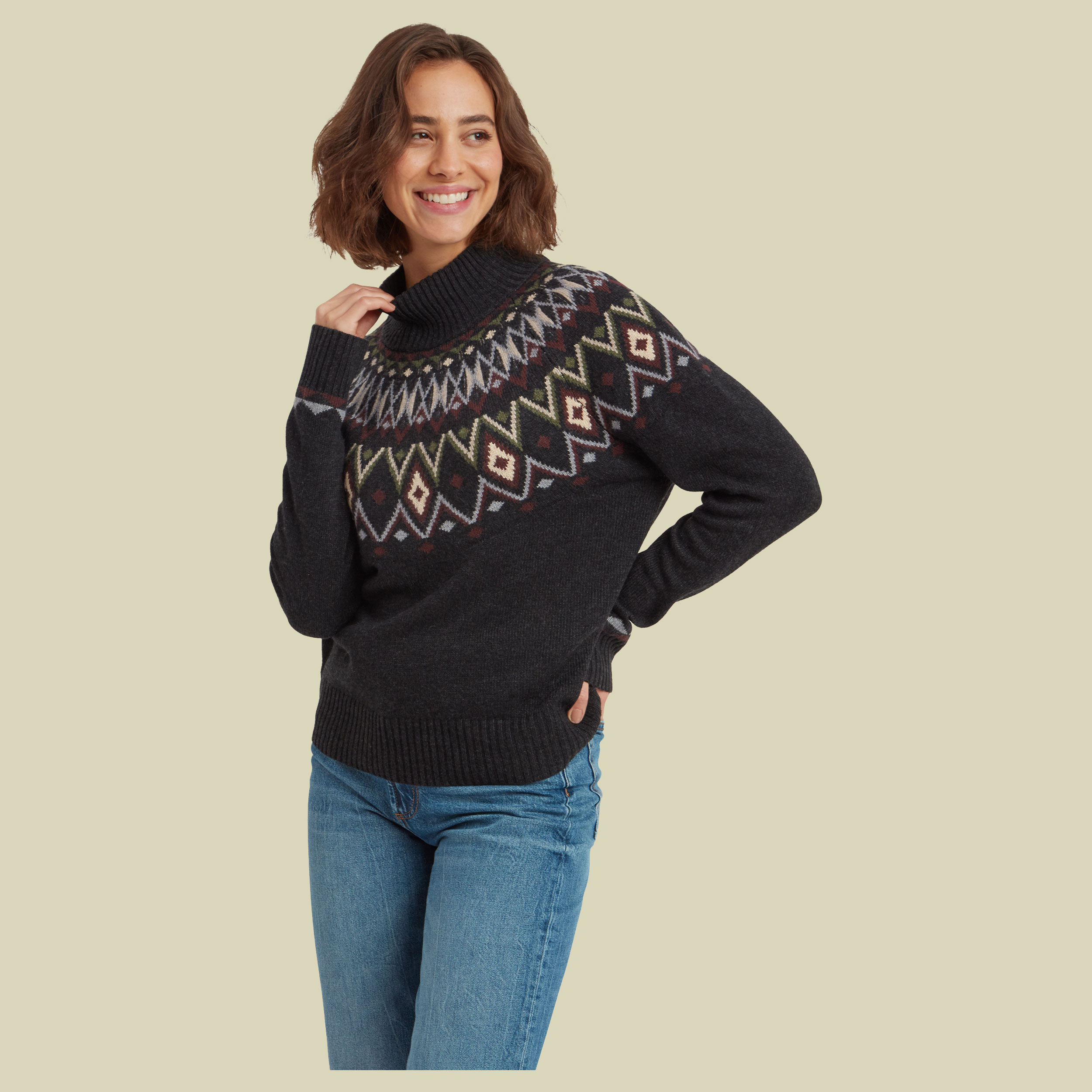 Indu Mock Neck Sweater Women S schwarz - Farbe black