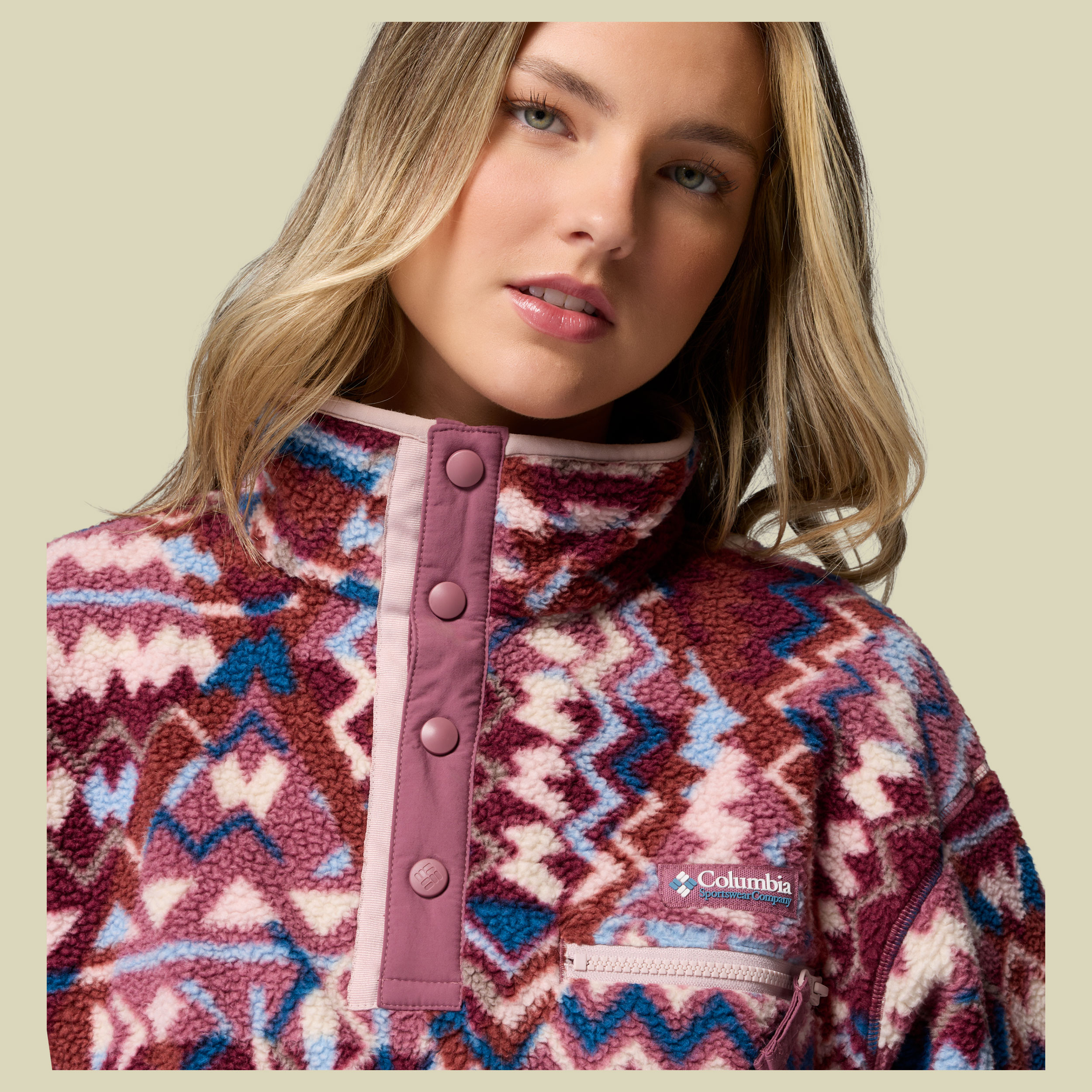 Helvetia II Printed Cropped Half Snap Women XL lila2 - antique mauve, geomix