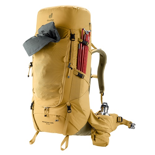 deuter Aircontact Core Trekkingrucksack in der Detailansicht - Farbe ockergelb