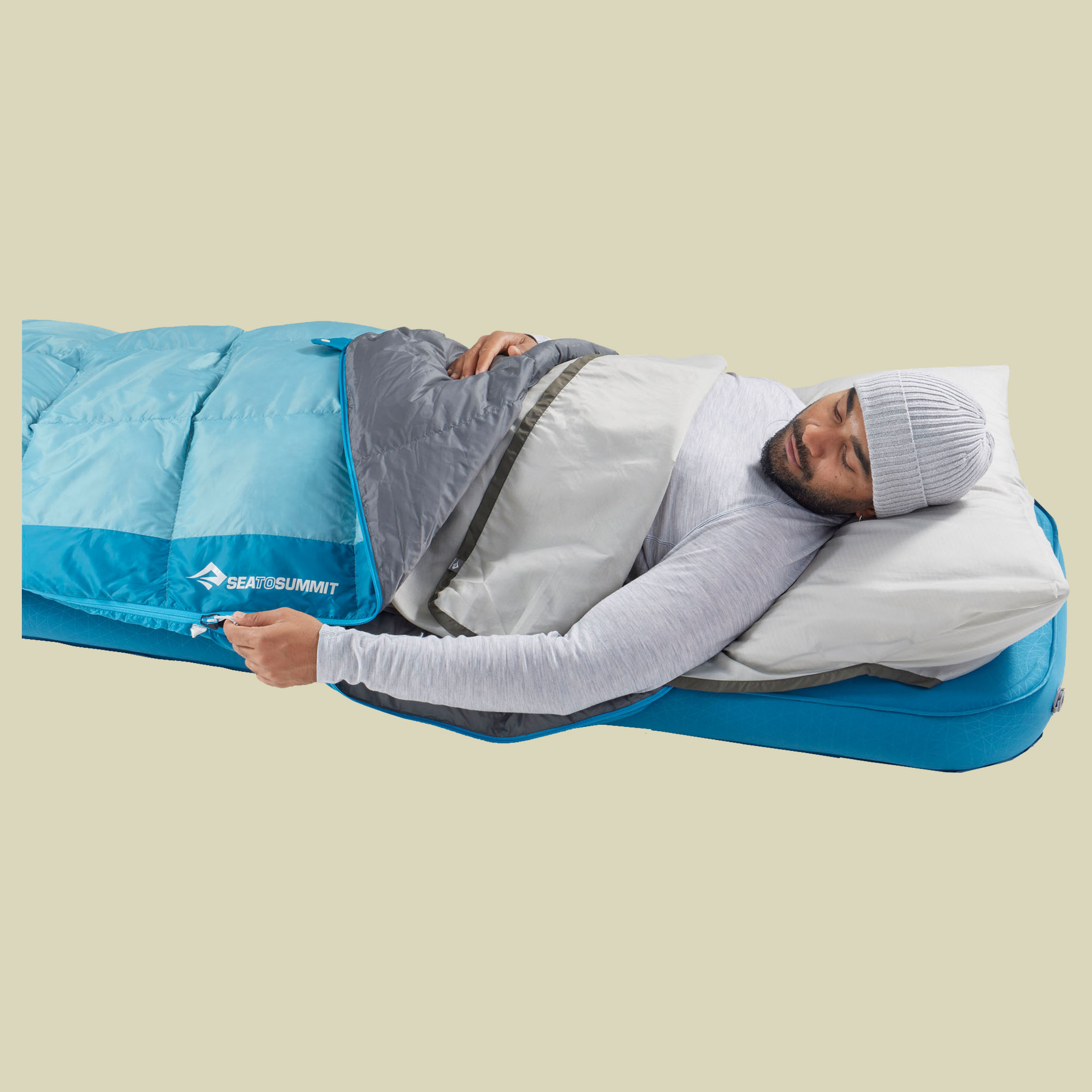 Traveller 7C Down Sleeping Bag 198 cm blau - long aqua sea blue
