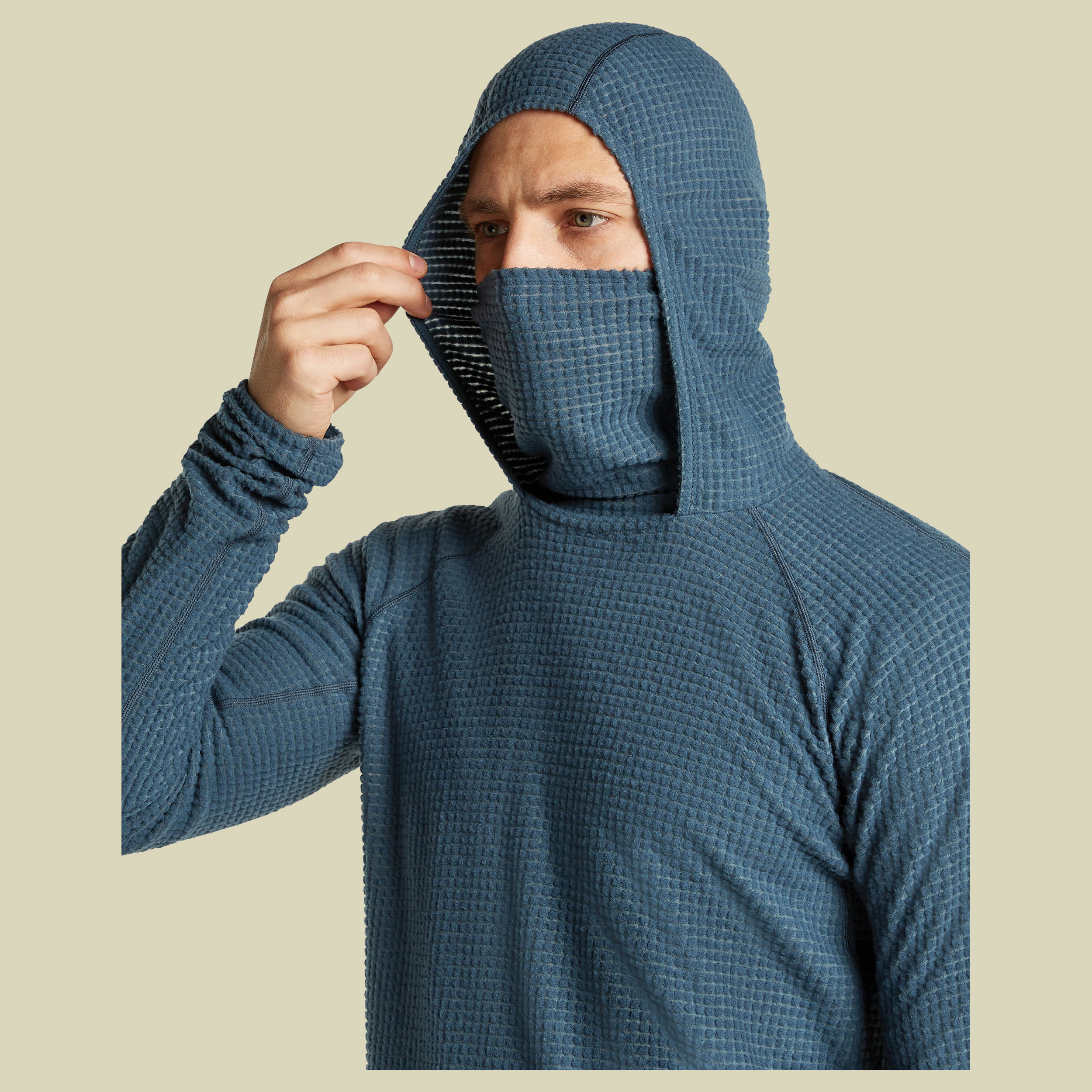 Merino 400 RealFleece Grid Blackridge Pull Hood Men XL blau - abyss
