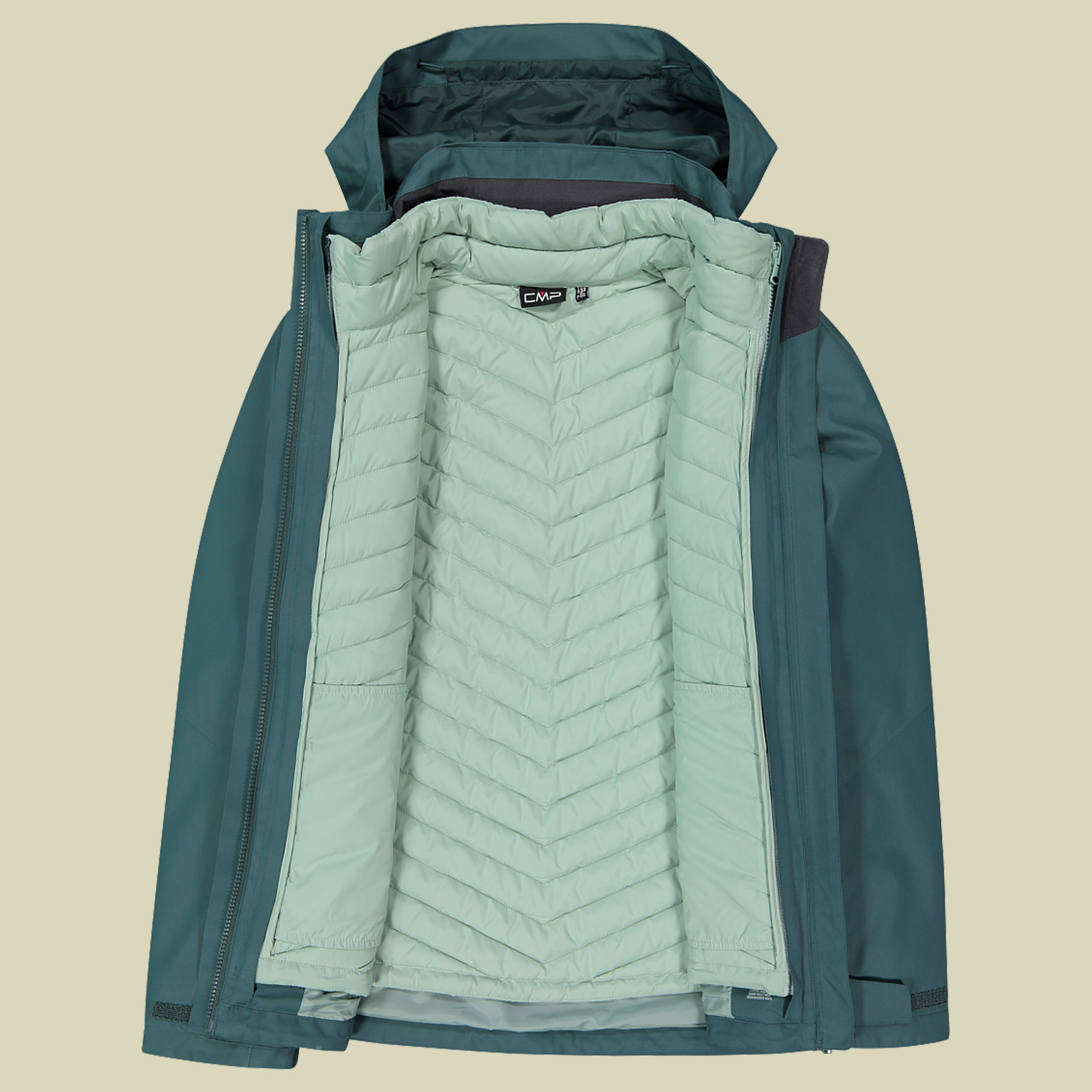 Woman Jacket Zip Hood Detachable Inn. Jacket 46 grün - Farbe trek green