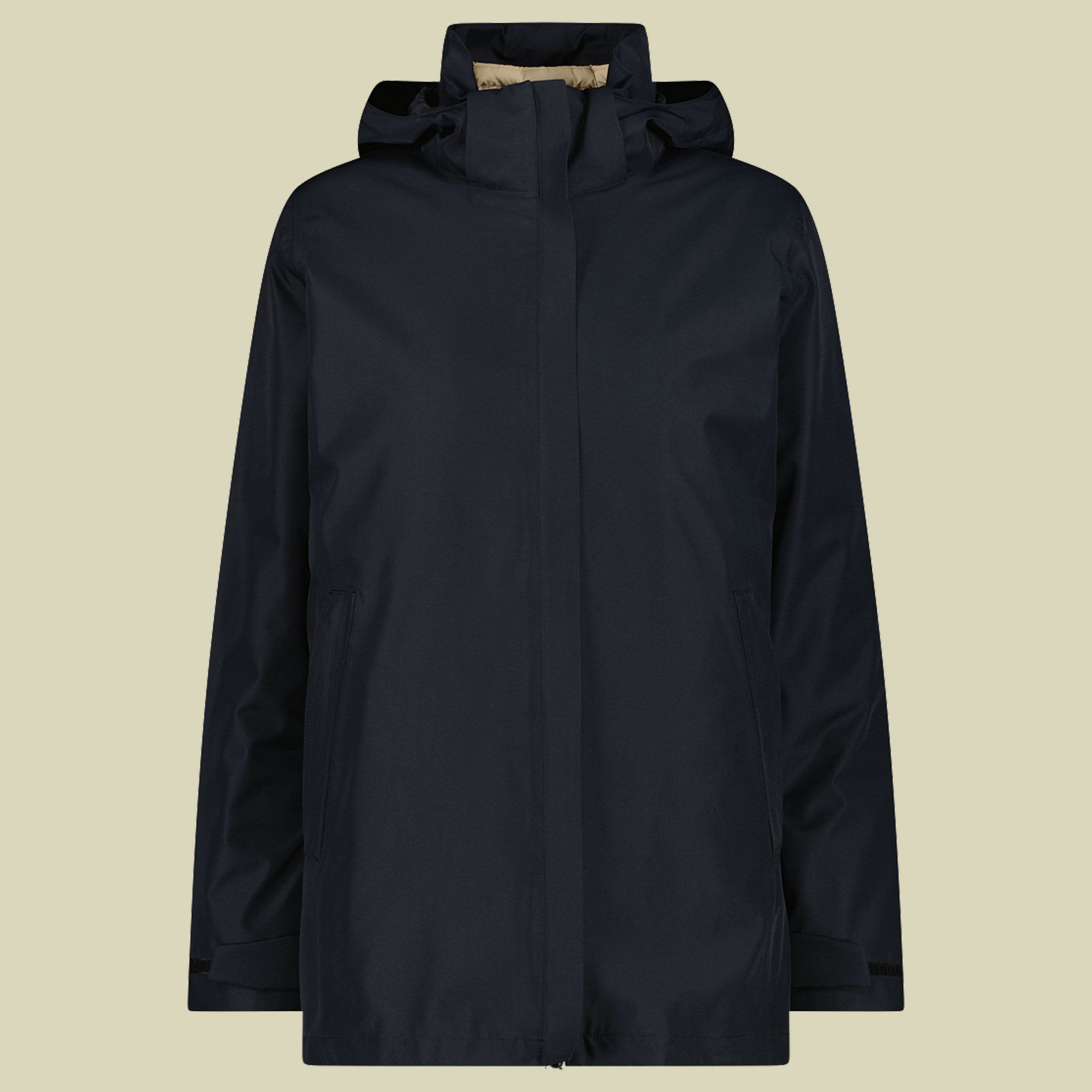 Woman Long Jacket Zip Hood Detachable Inn. Jacket 44 schwarz - Farbe black