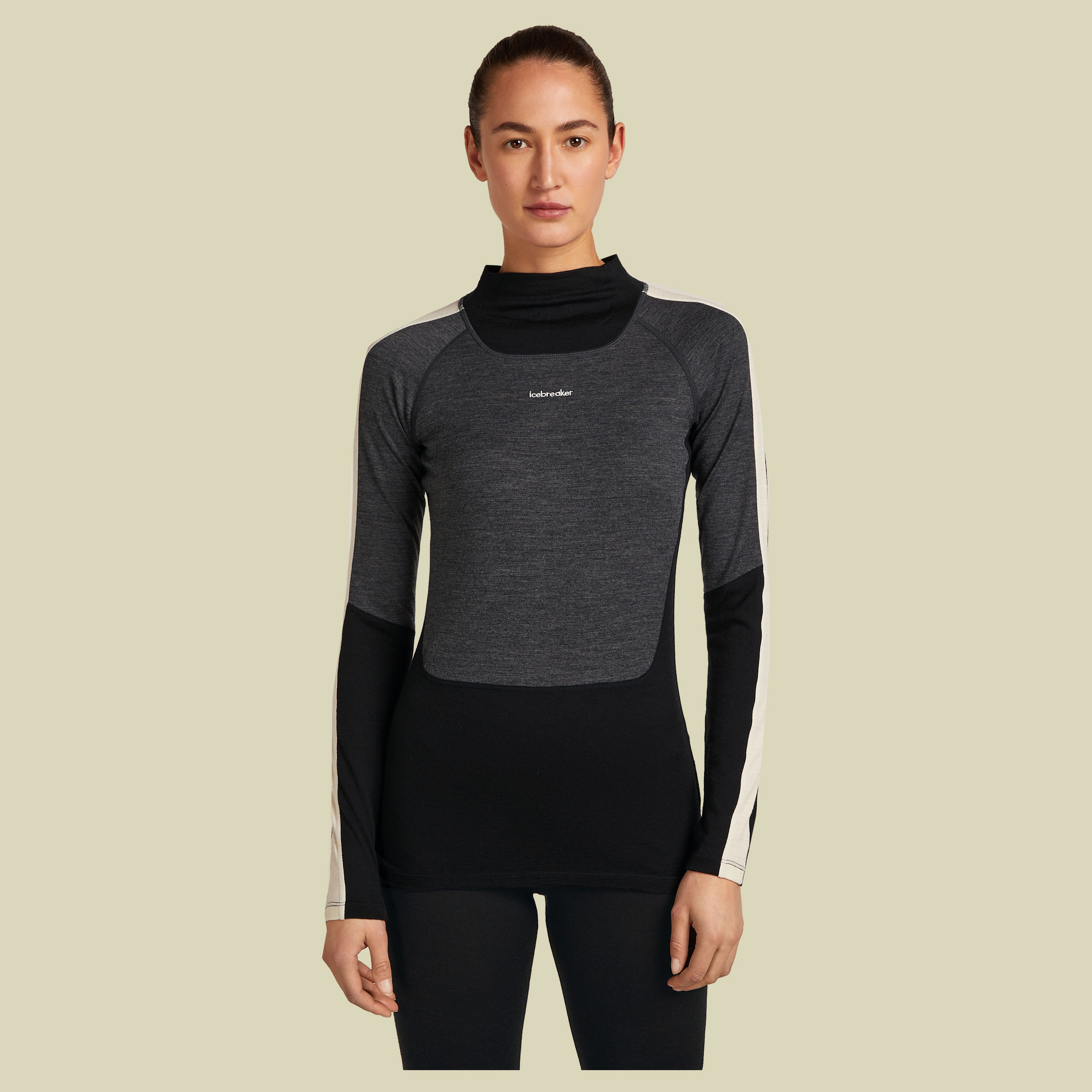 Merino 200 Oasis+ LS High Neck Women XL grau - black/jet hthr/undyed/CB