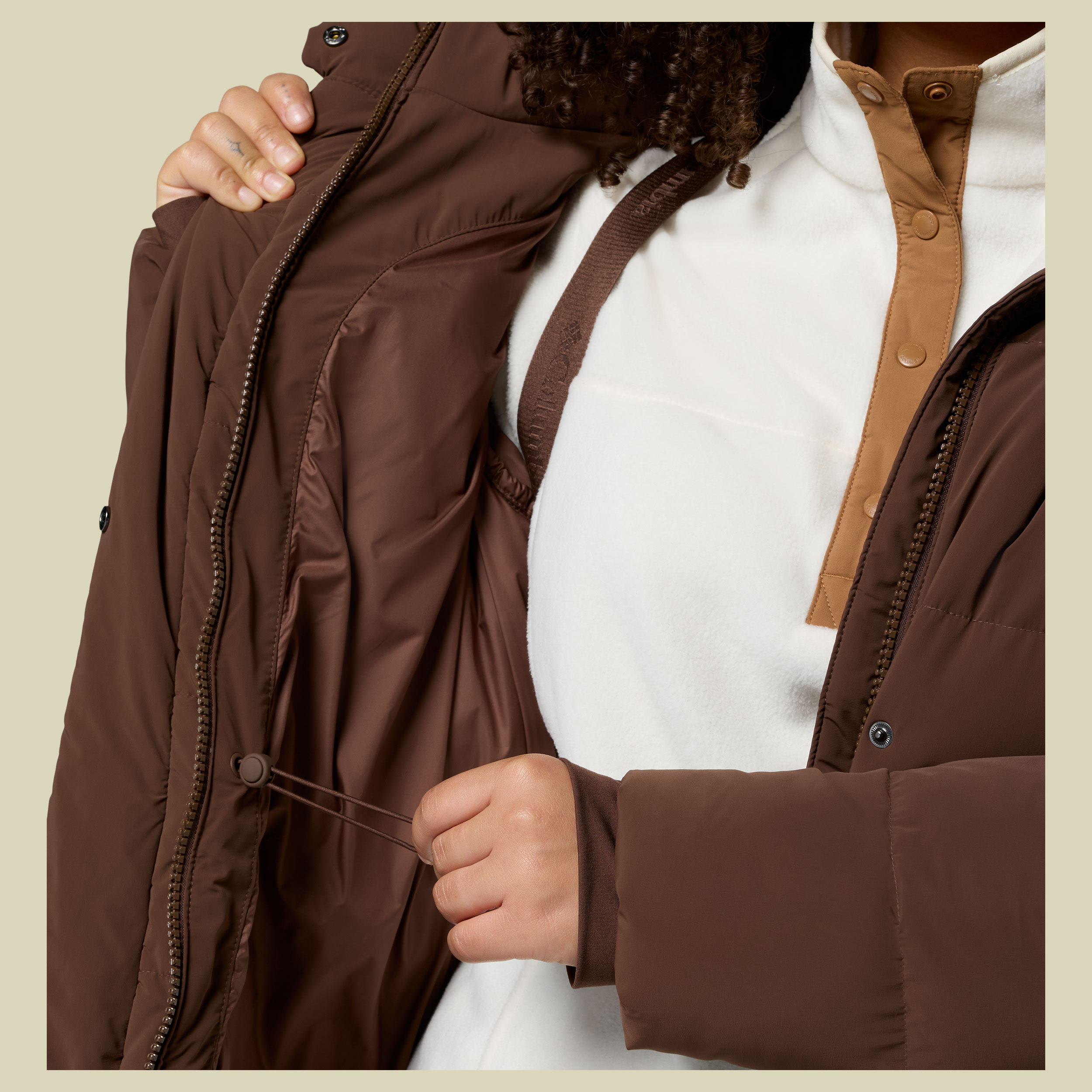 Amaze Puff Long Hooded Jacket Women XS braun - tobacco