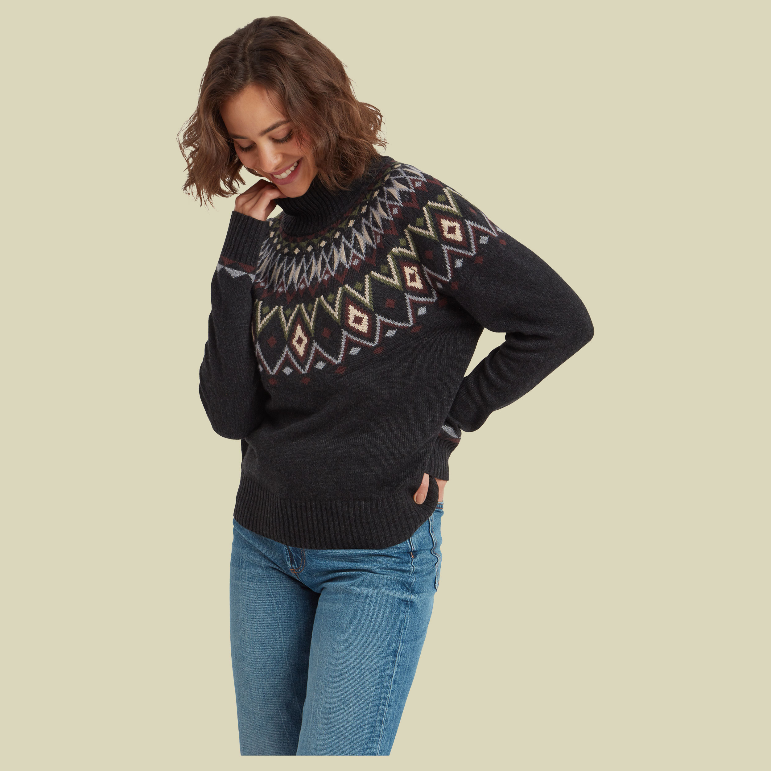 Indu Mock Neck Sweater Women S schwarz - Farbe black