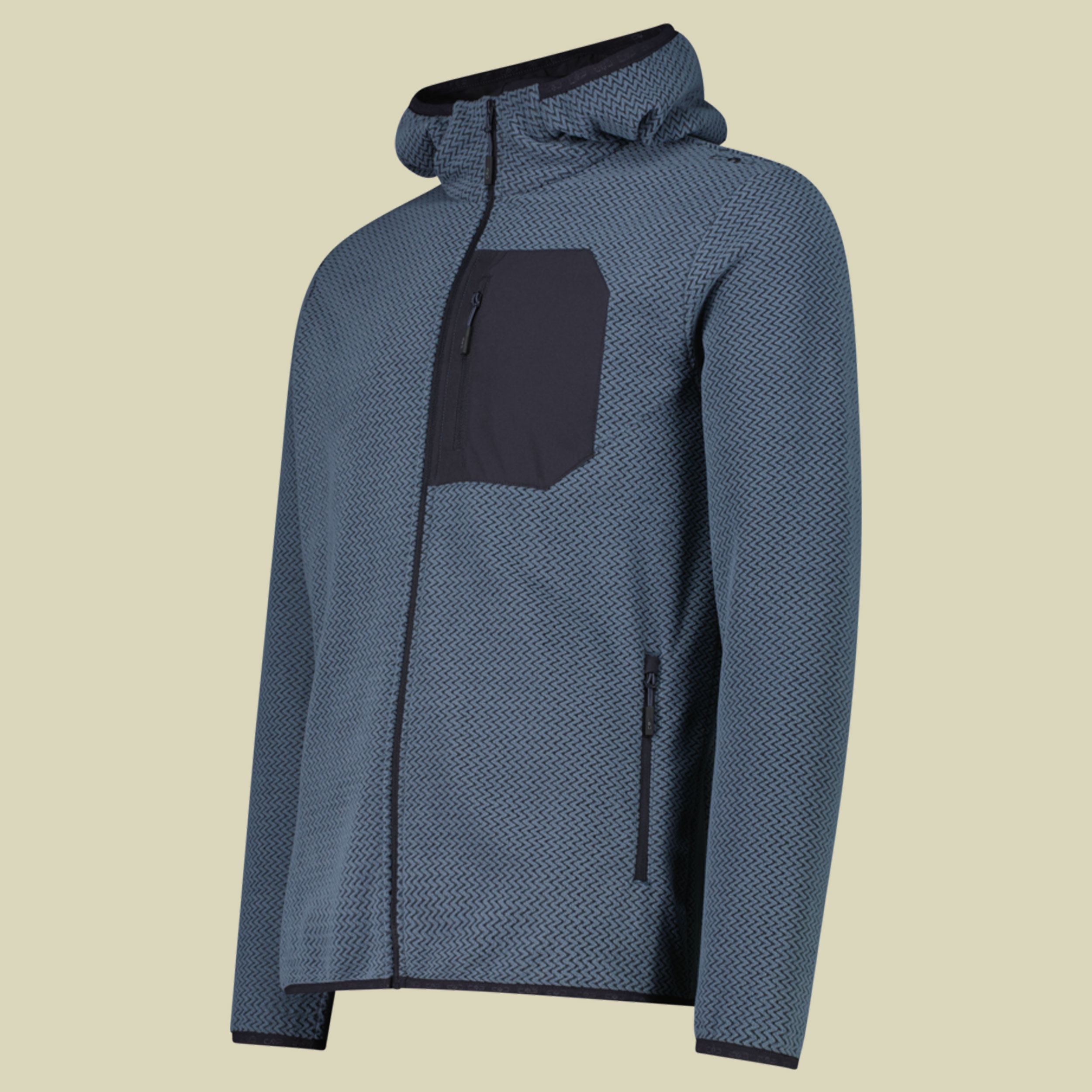 Jacket Fix Hood Knitted Zig Zag Men 36H1307 48 blau - avio