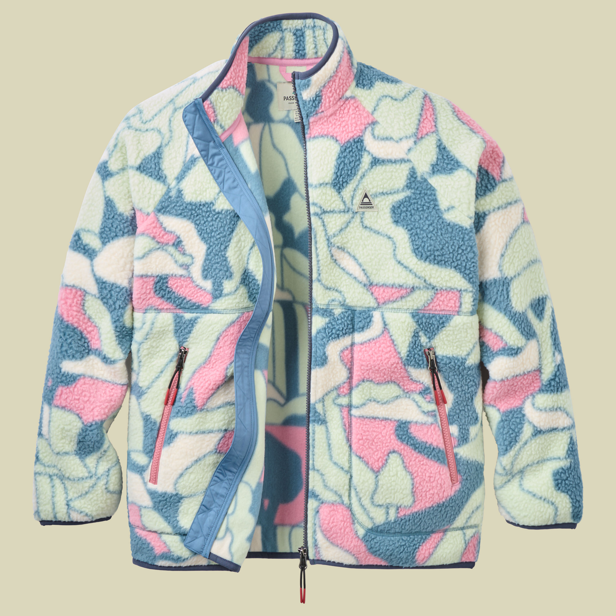 Home Full Zip Sherpa Fleece Women L slower rhythms stormy blue