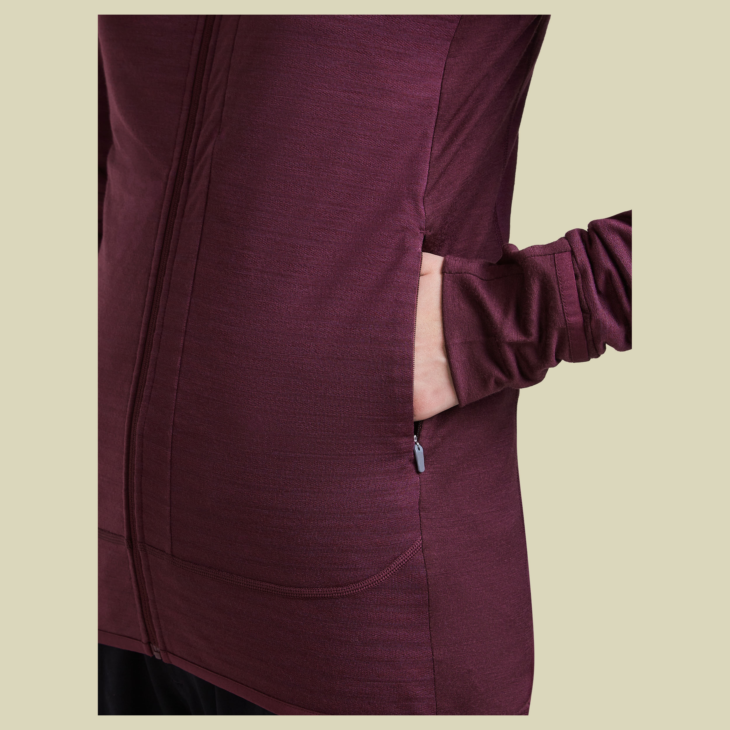 Merino 300 RealFleece Descender LS Zip Hoodie Women XL - dk berry