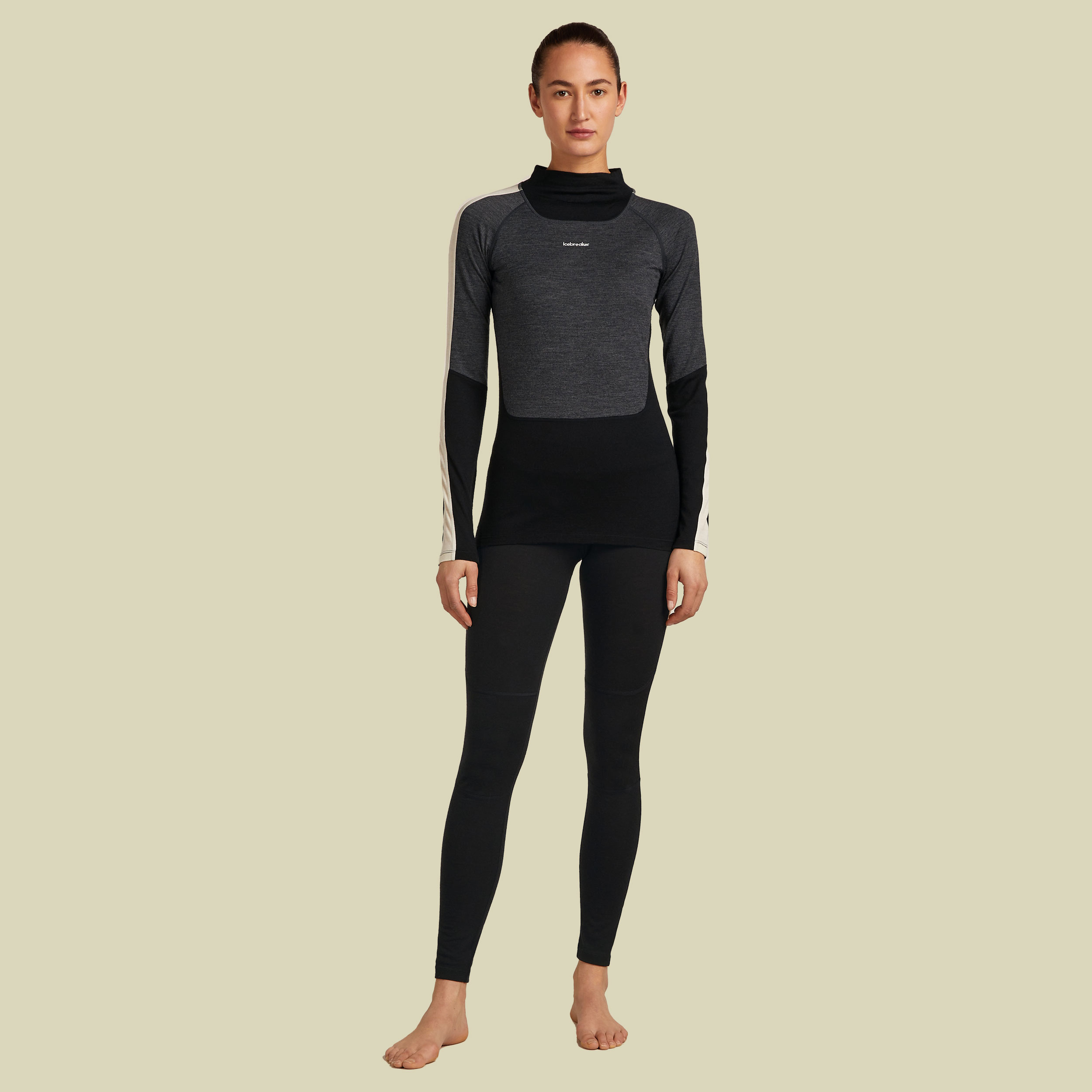 Merino 200 Oasis+ LS High Neck Women XL grau - black/jet hthr/undyed/CB