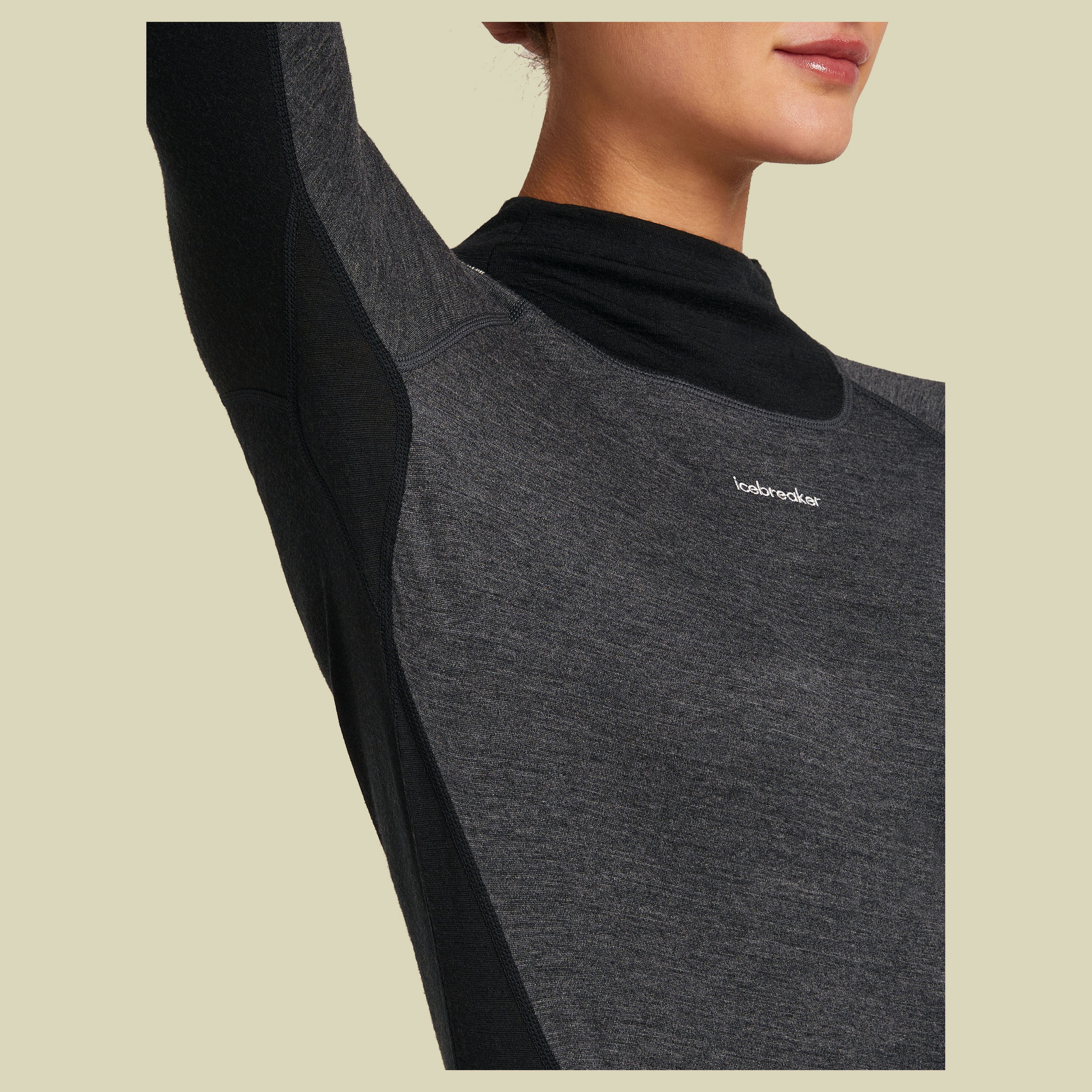 Merino 200 Oasis+ LS High Neck Women XL grau - black/jet hthr/undyed/CB