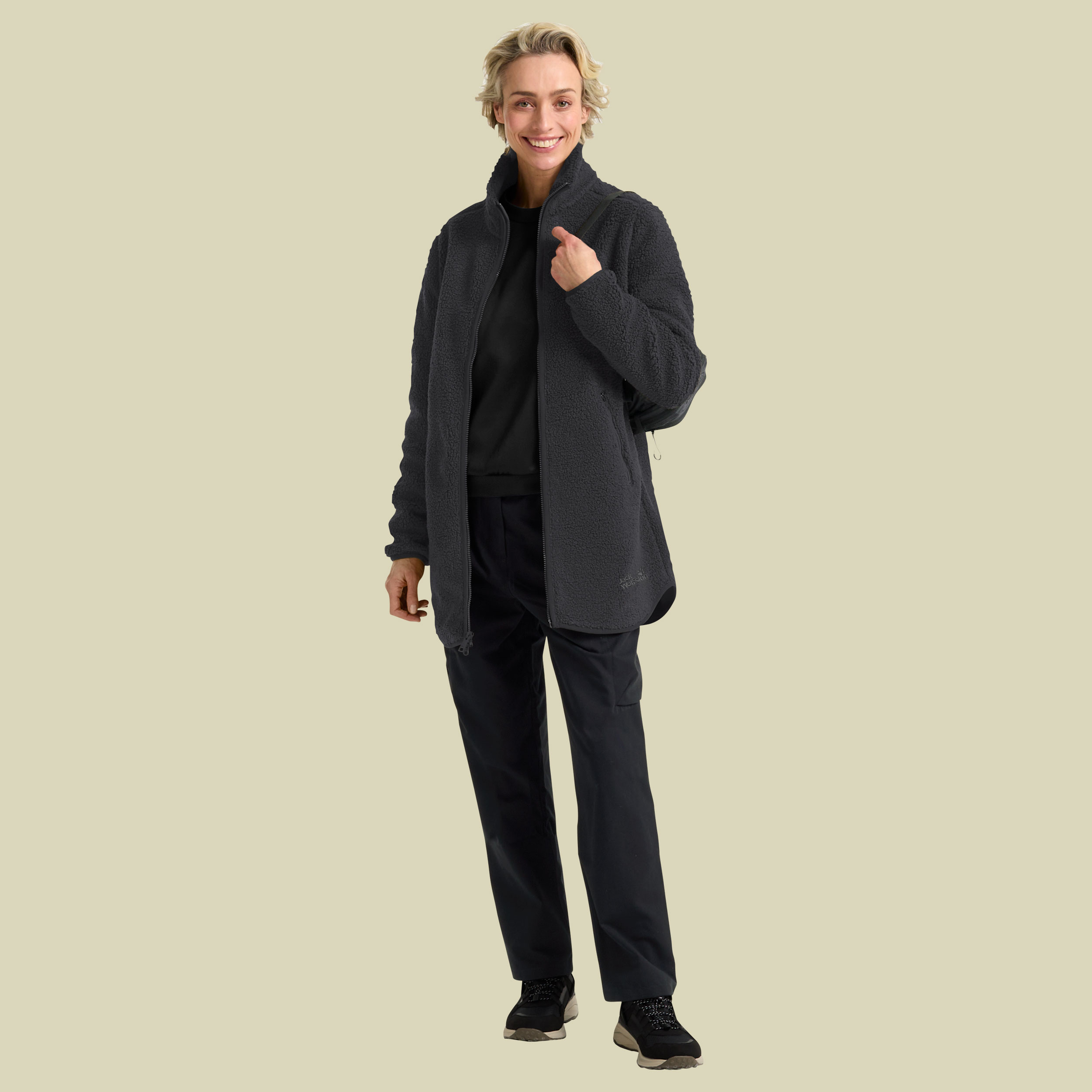 High Curl Coat Women XXL schwarz - black