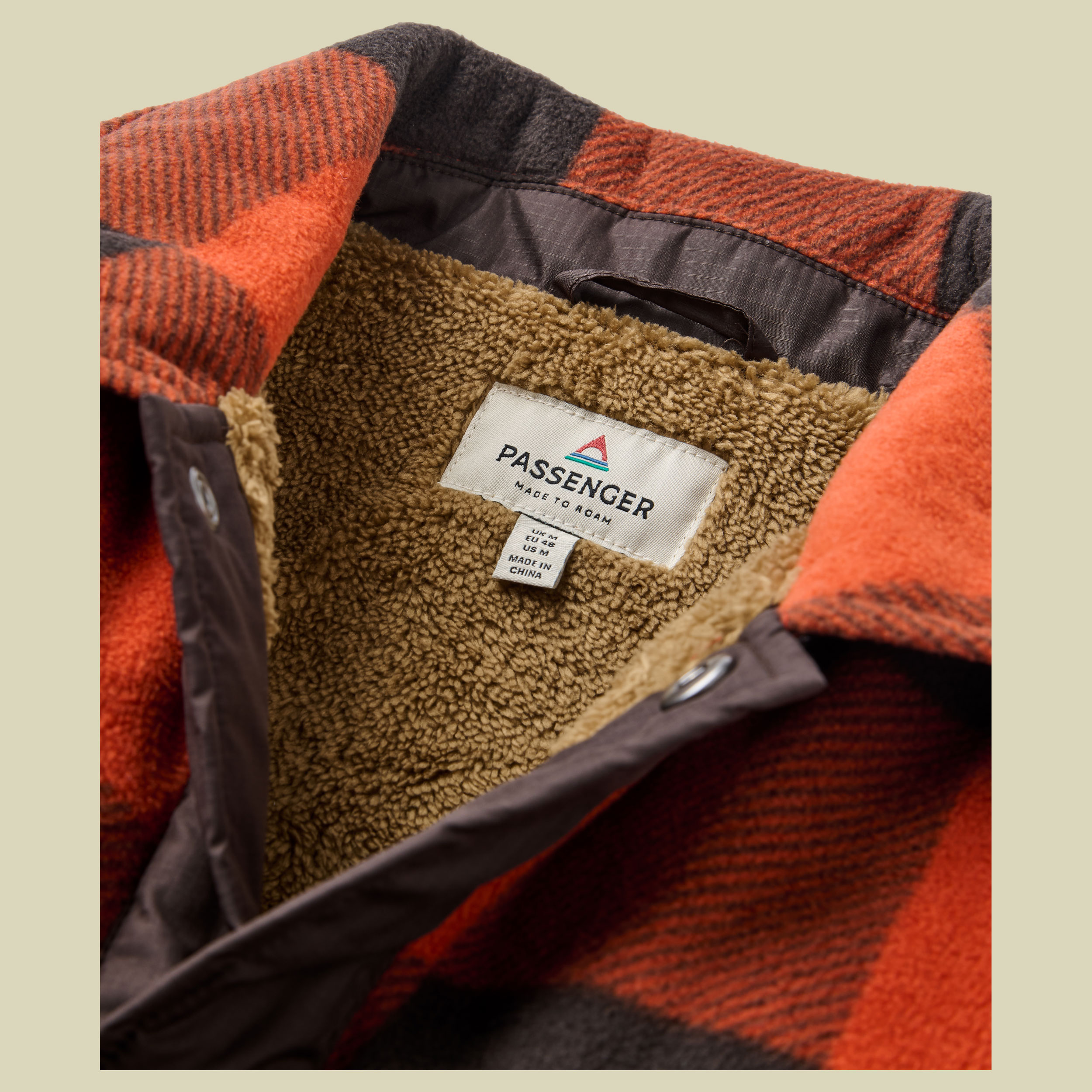 Firelight Sherpa Lined Overshirt Men XL mehrfarbig - dark rust buffalo check