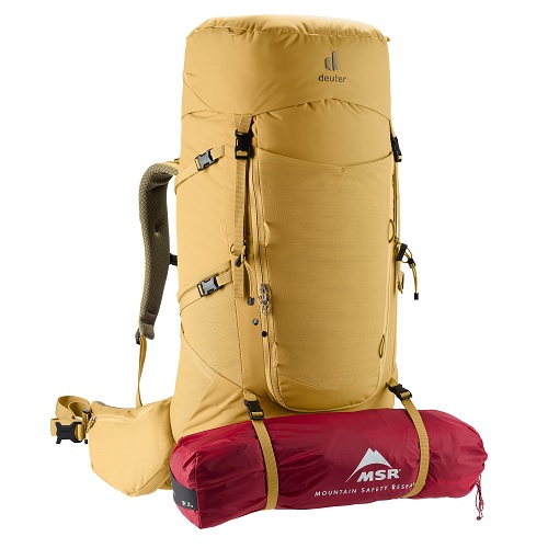 deuter Aircontact Core Trekkingrucksack in der Detailansicht - Farbe ockergelb