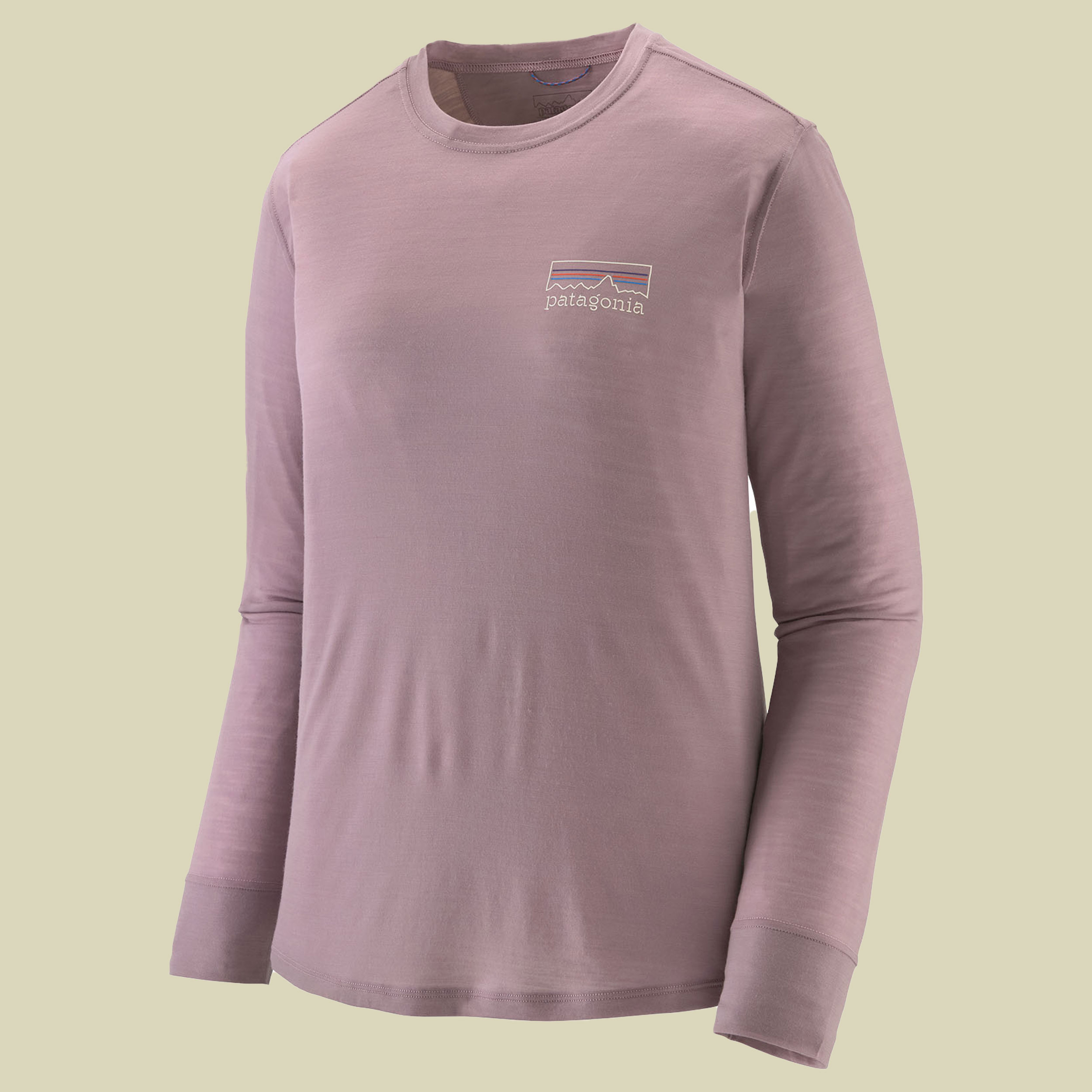 W’s L/S Cap Cool Merino Blend Graphic Shirt M lila - fitz roy strata-quiet violet