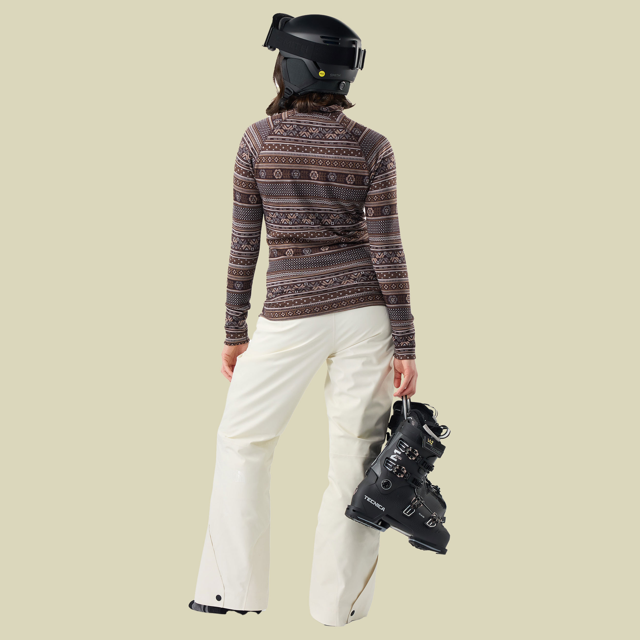 Classic Thermal Merino Baselayer 1/4 Zip Women XL braun - mocha fair isle fun