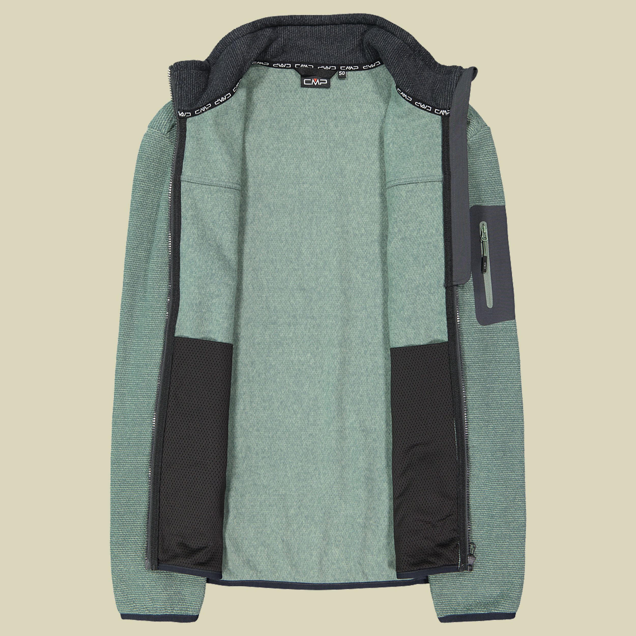 Man Jacket Knitted Jacquard 38H2237 grün 58 - Farbe musk