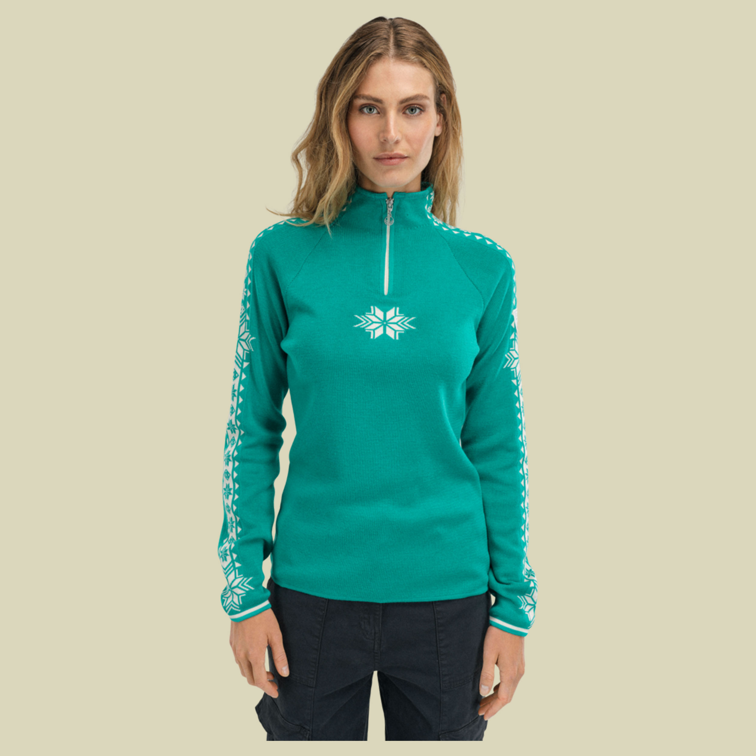 Geilo Sweater Women L türkis - Farbe peacock offwhite