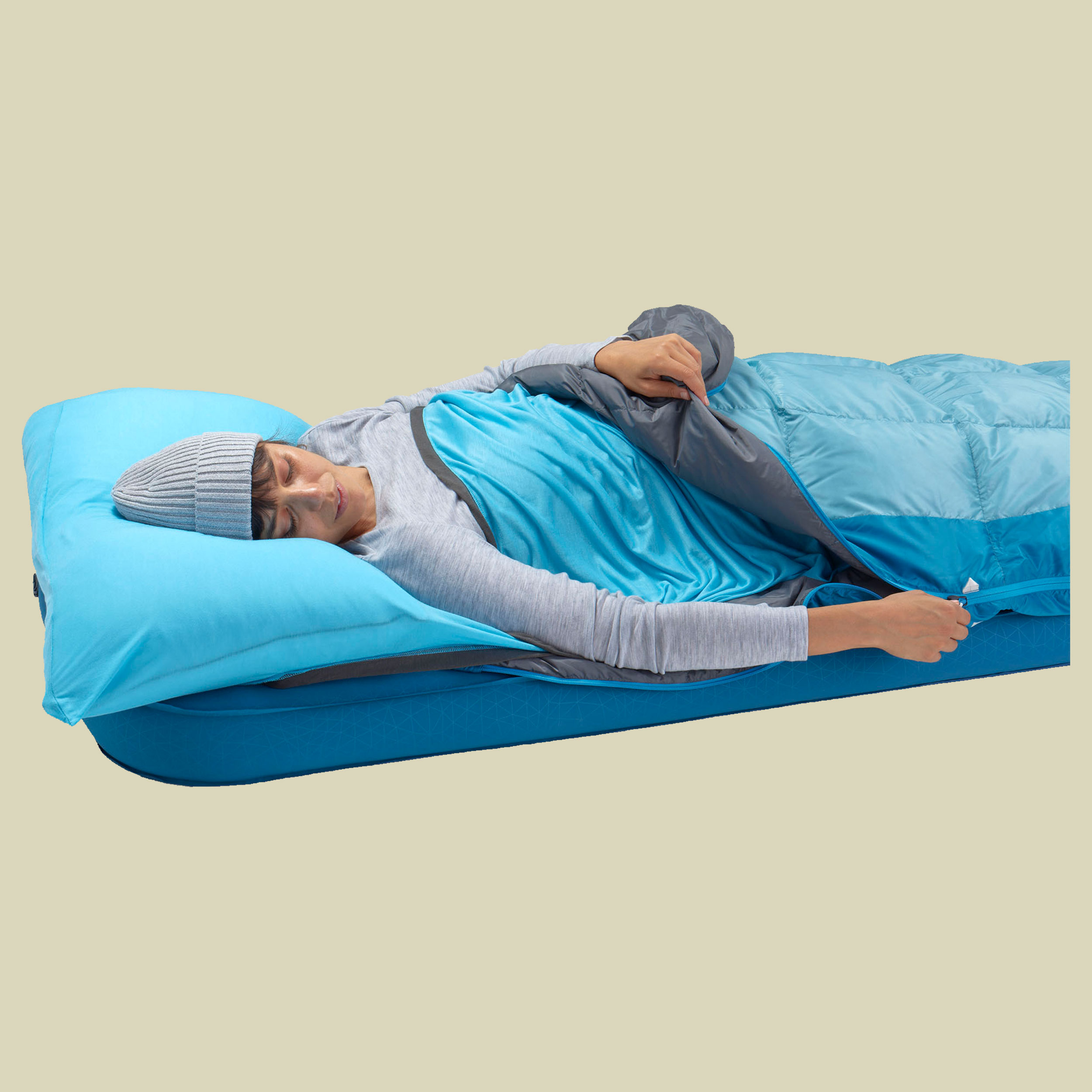 Traveller 7C Down Sleeping Bag 198 cm blau - long aqua sea blue