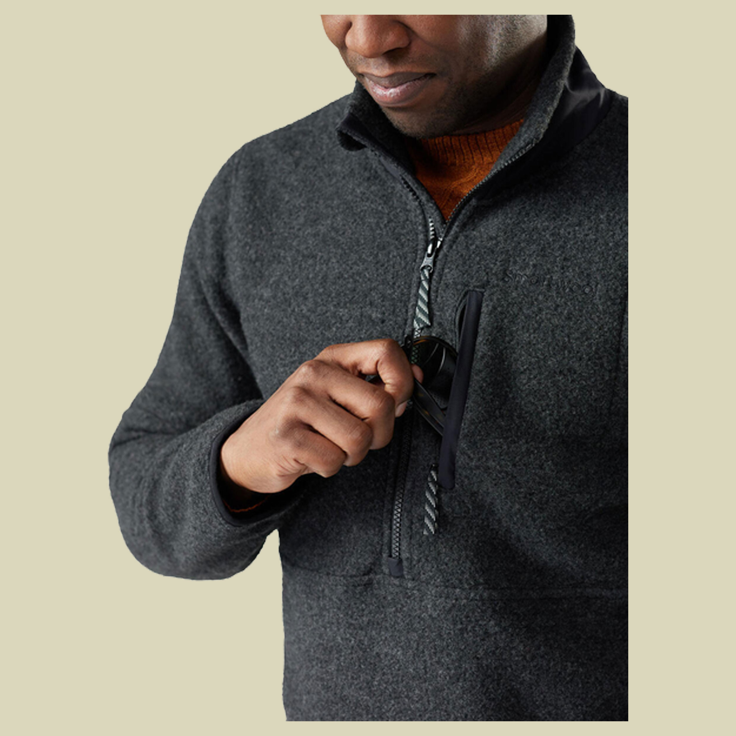 Second Cut Fleece 1/2 Zip Men L grau - charcoal