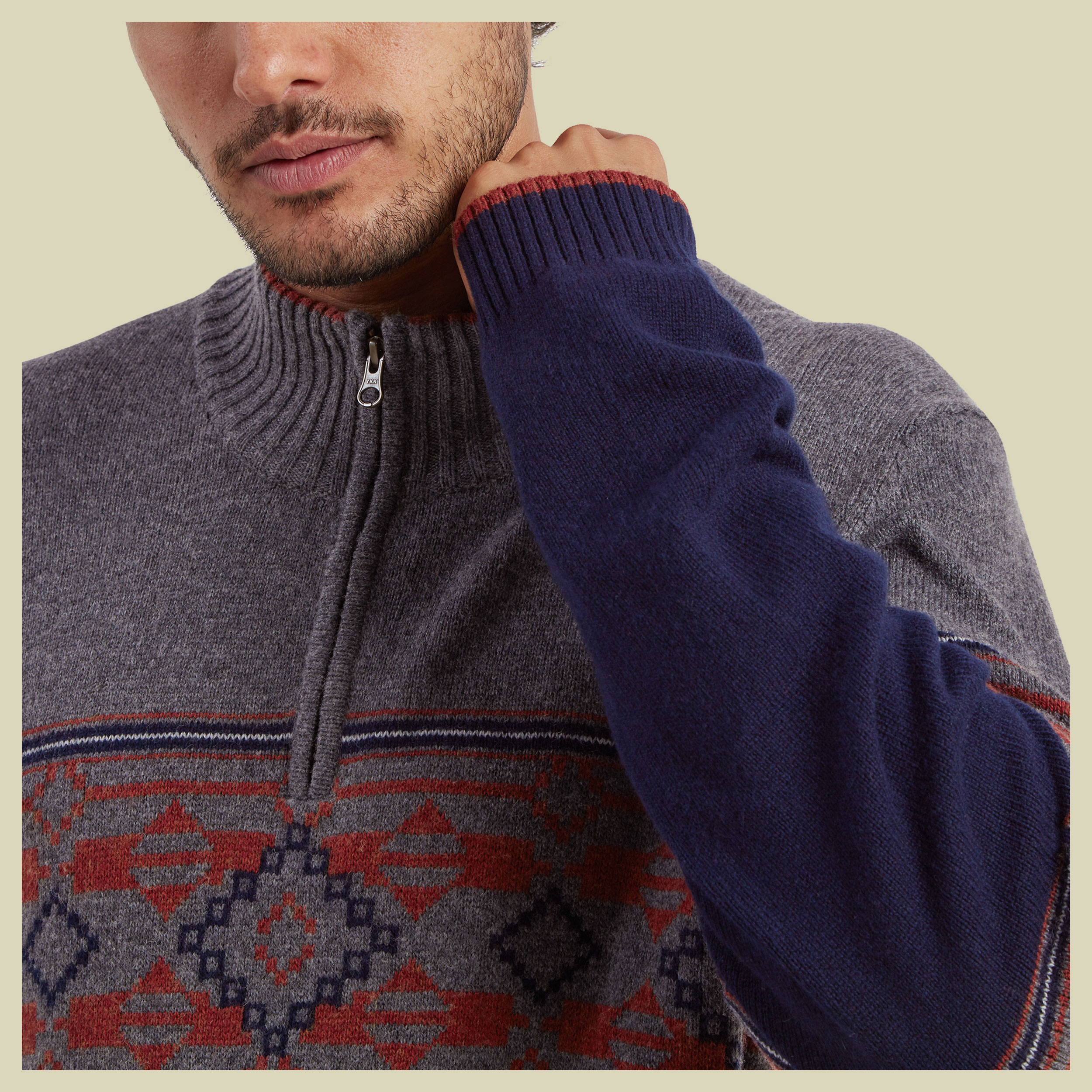 Tej 1/4 Zip Men L blau - rathee blue