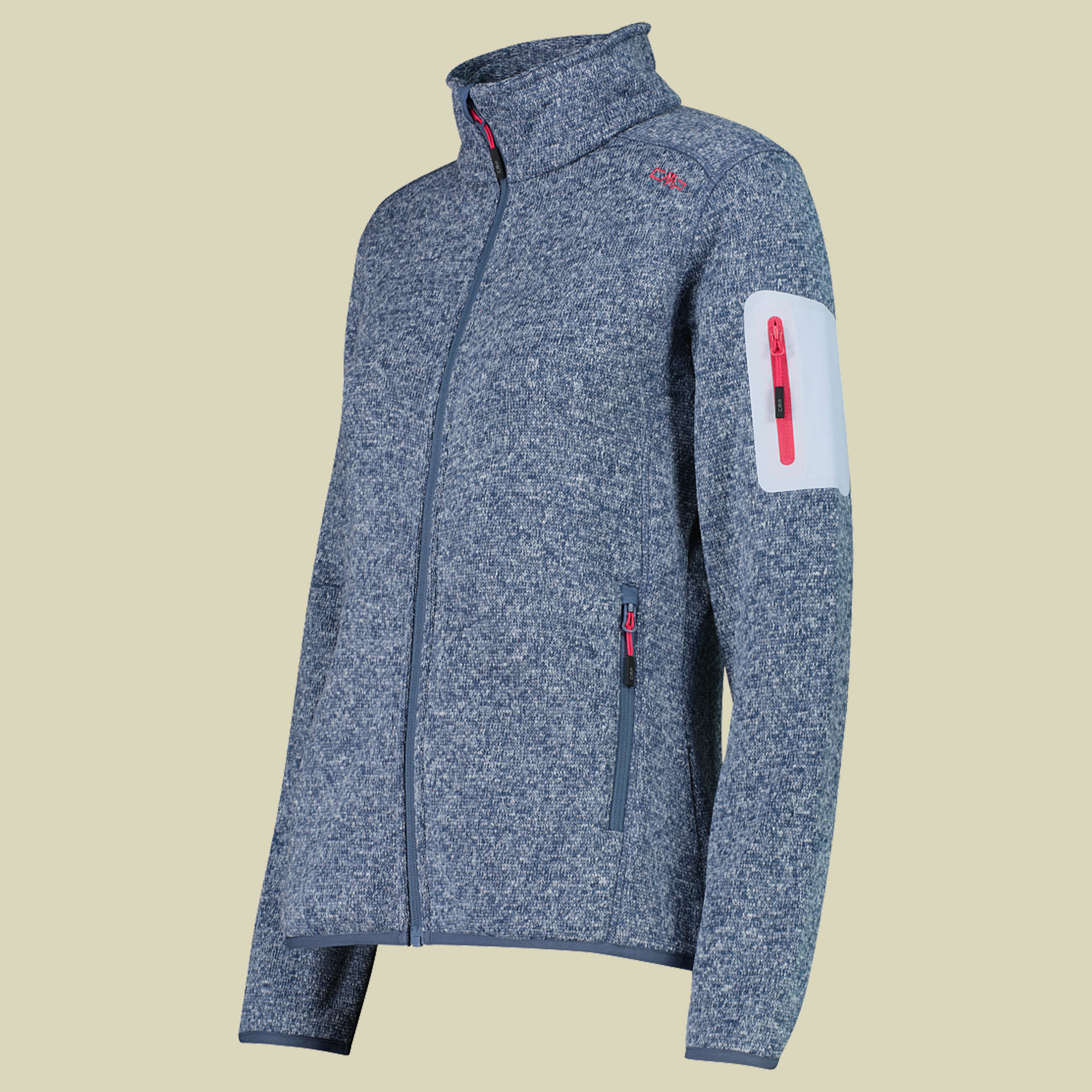 Woman Knitted Melange Fleece Jacket 3H14746 blau 38 - Farbe space-sky blue