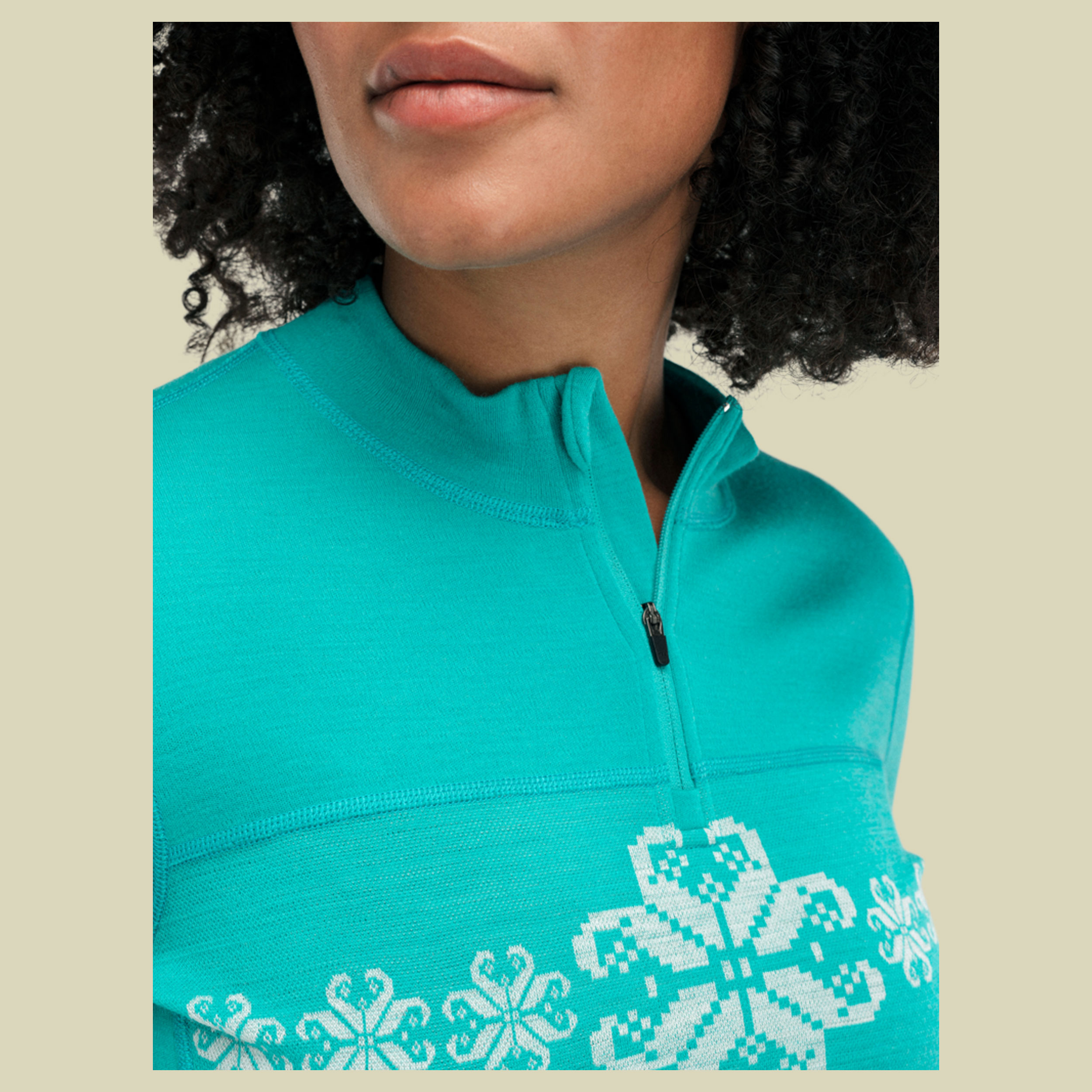 Falkeberg Baselayer Half Zip Women XL türkis - Farbe peacock offwhite