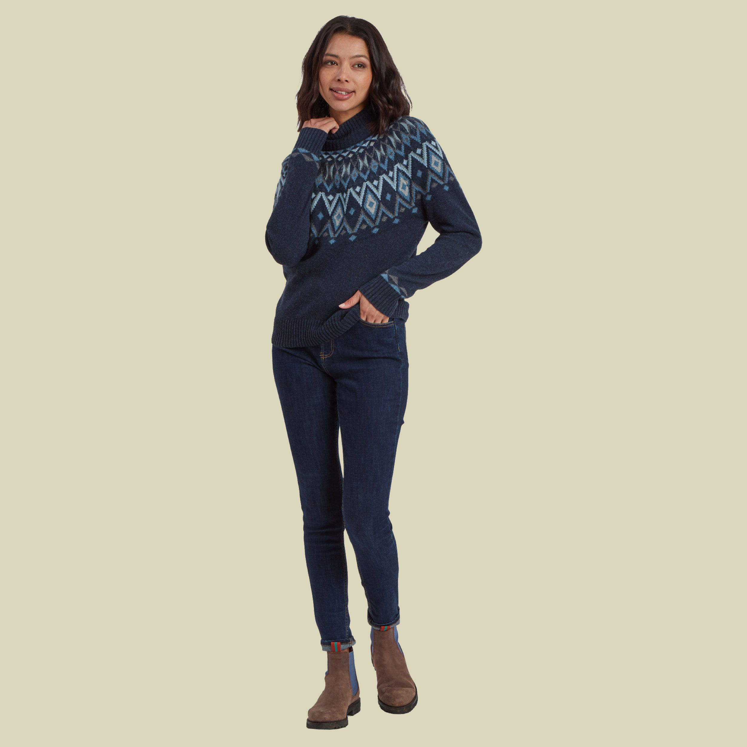 Indu Mock Neck Women blau L - rathee blue
