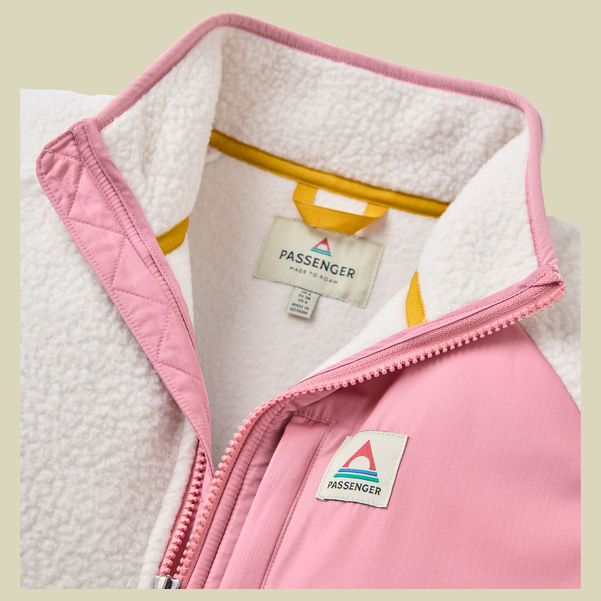 Home Sherpa Fleece Women L dusty olive/white sand