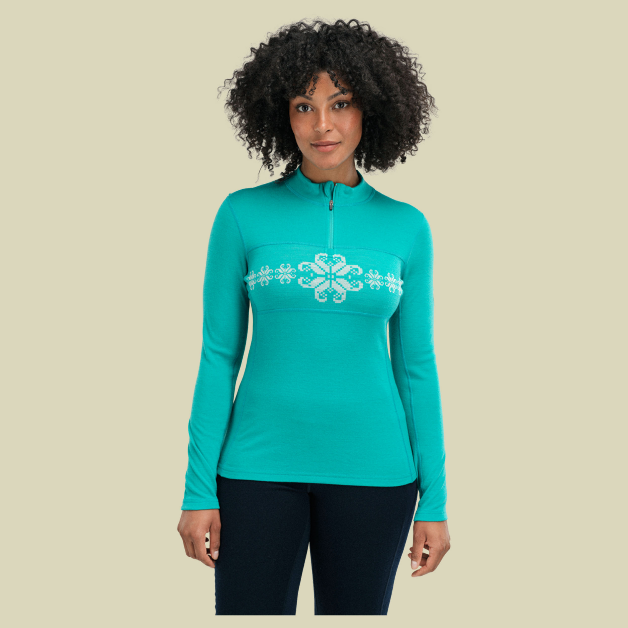 Falkeberg Baselayer Half Zip Women XL türkis - Farbe peacock offwhite