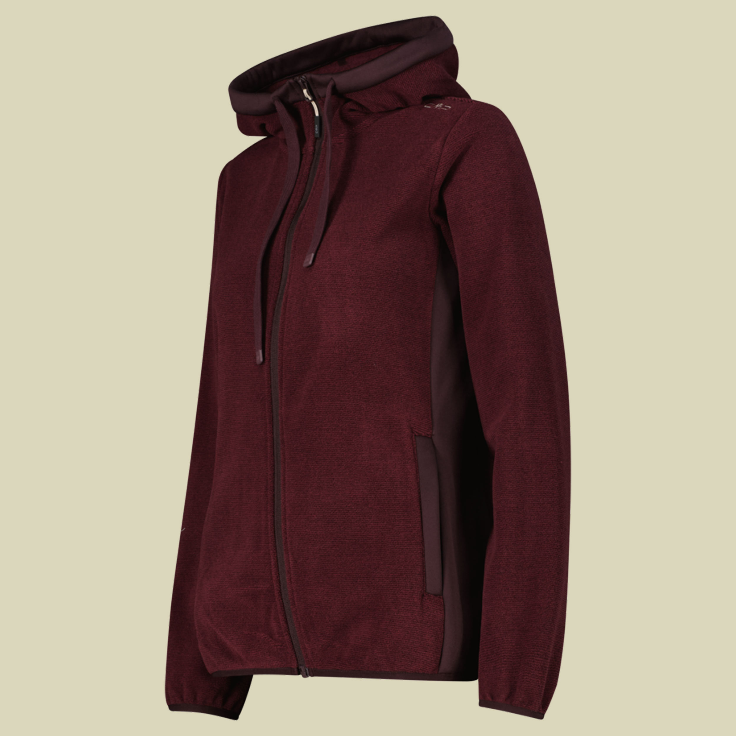 Jacket Fix Hood Jacquard Knitted Women 36H2626 46 rot - black berry