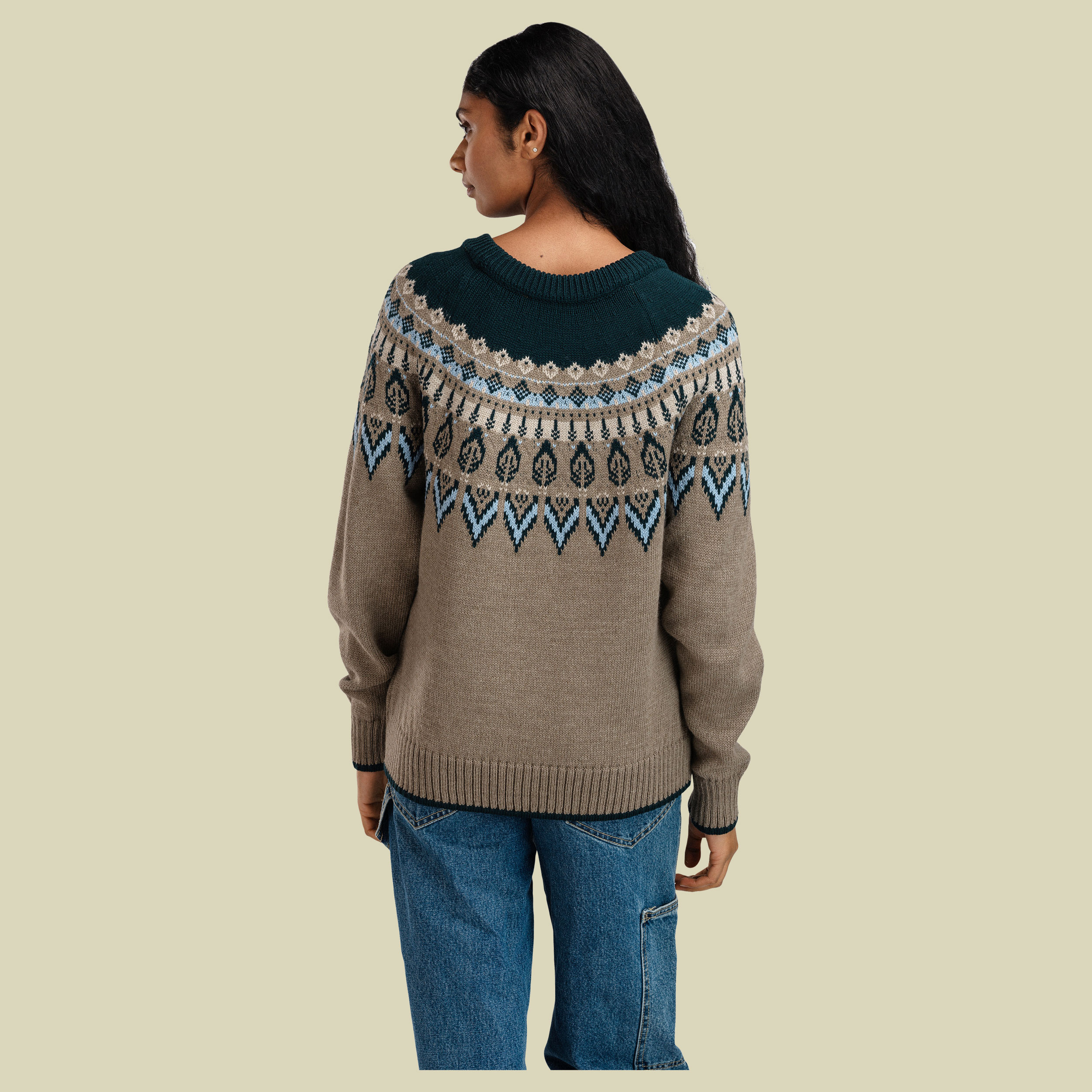 Sula Sweater Women XL braun - mountainstone/pine green/ice blue