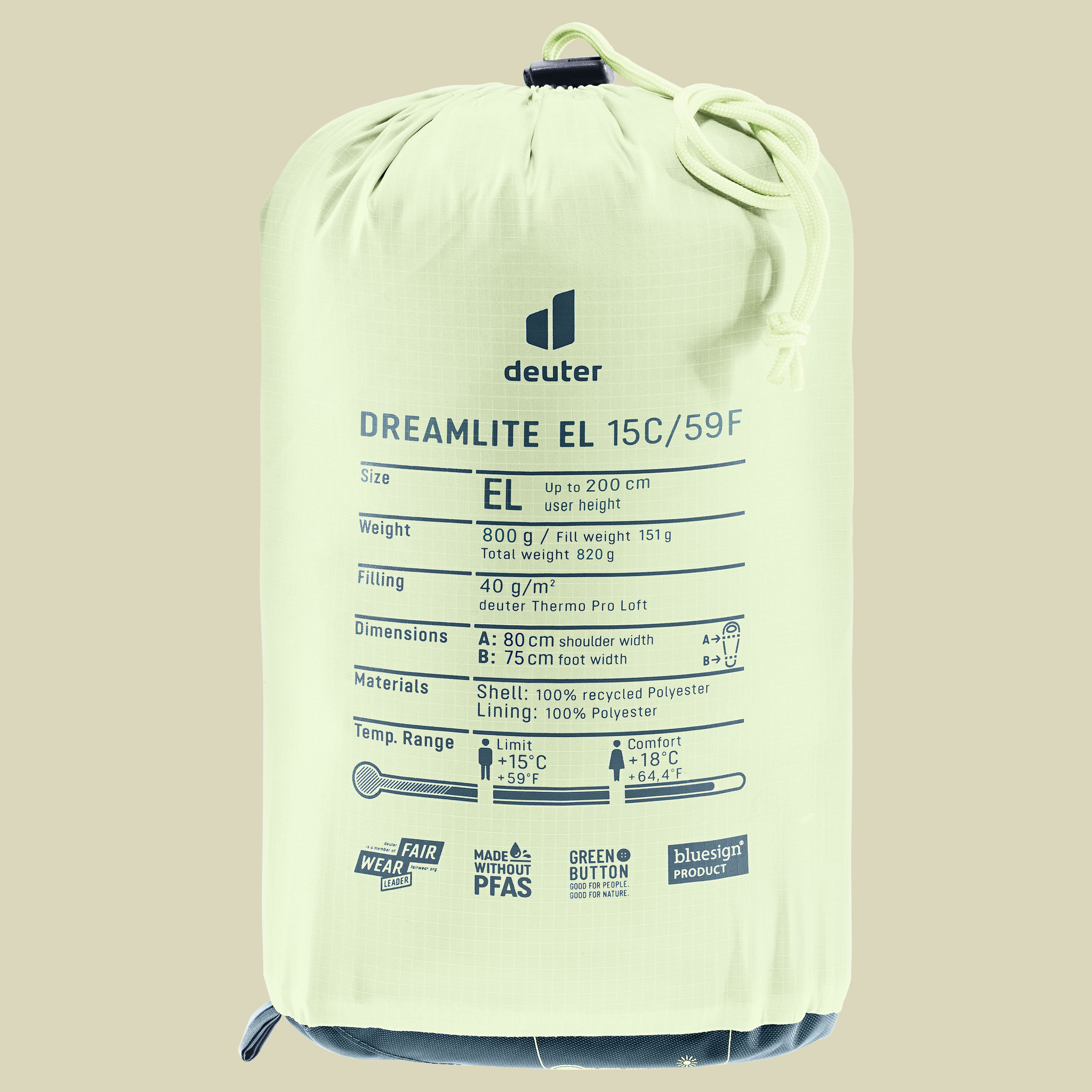 Dreamlite 15 EL 200 cm RV links - Farbe nautic-breeze