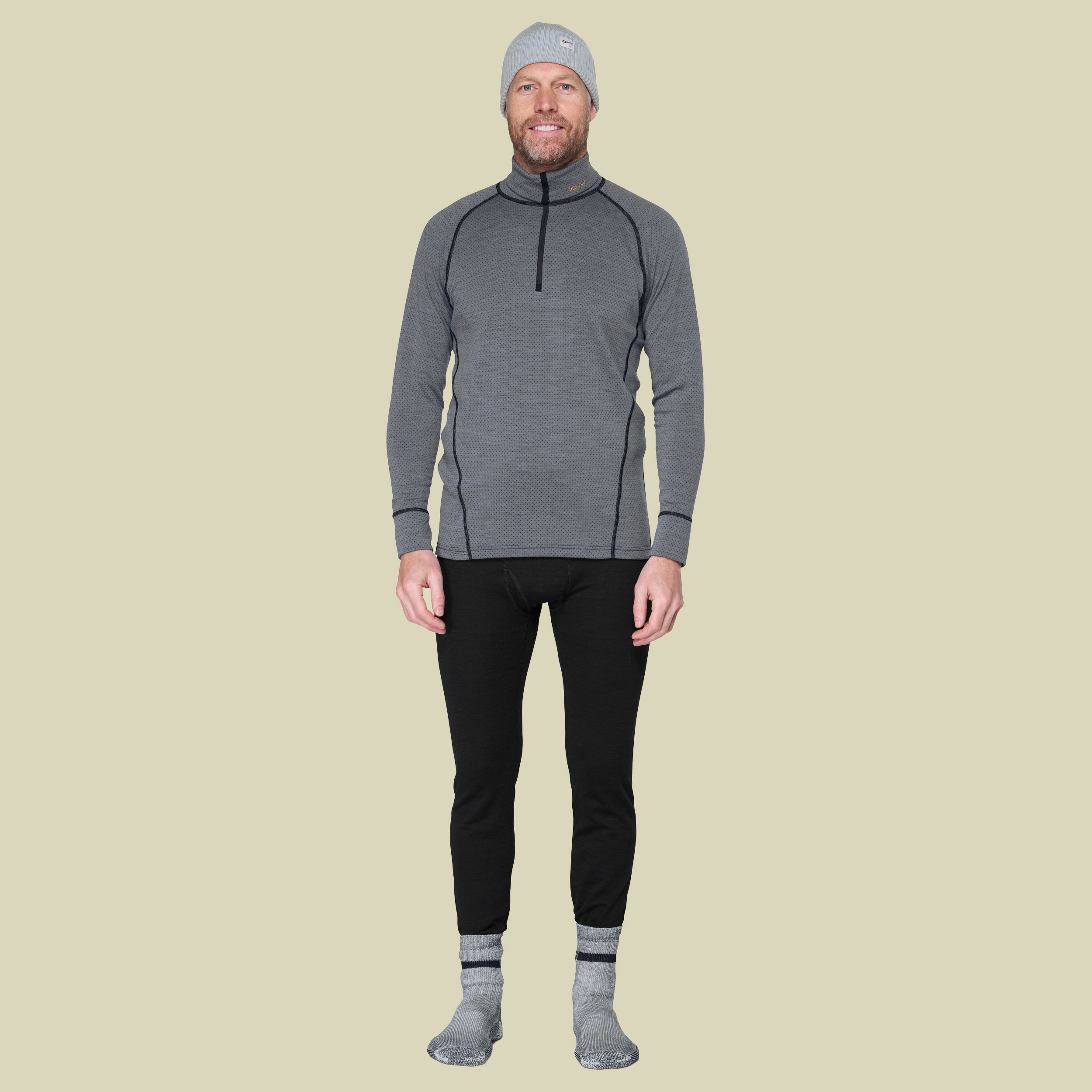 Duo Active Merino 205 Zip Neck Man grau XL - castlerock