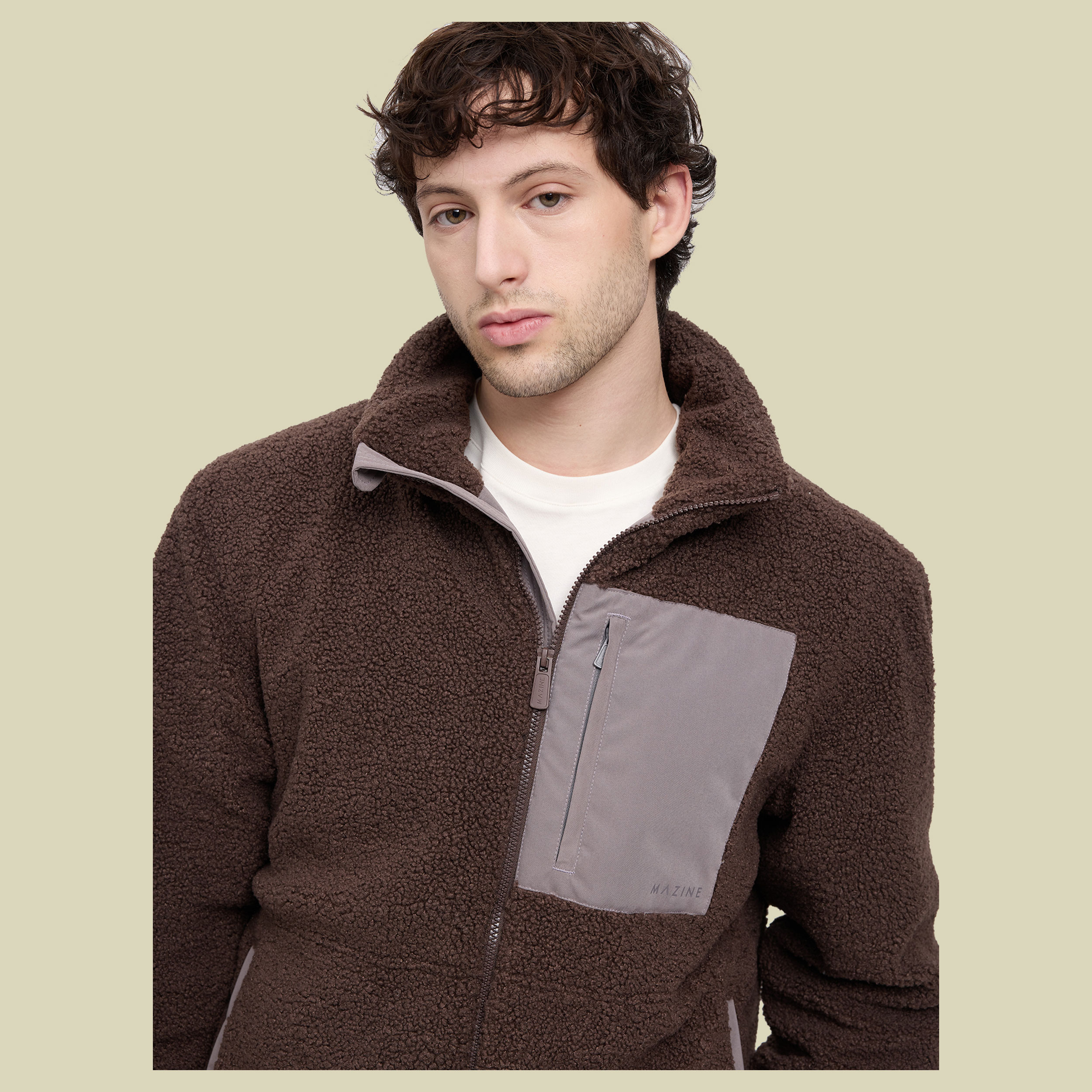 Padded Teddy-Fleece Jacket Men XL mehrfarbig - chocolate/warm mud