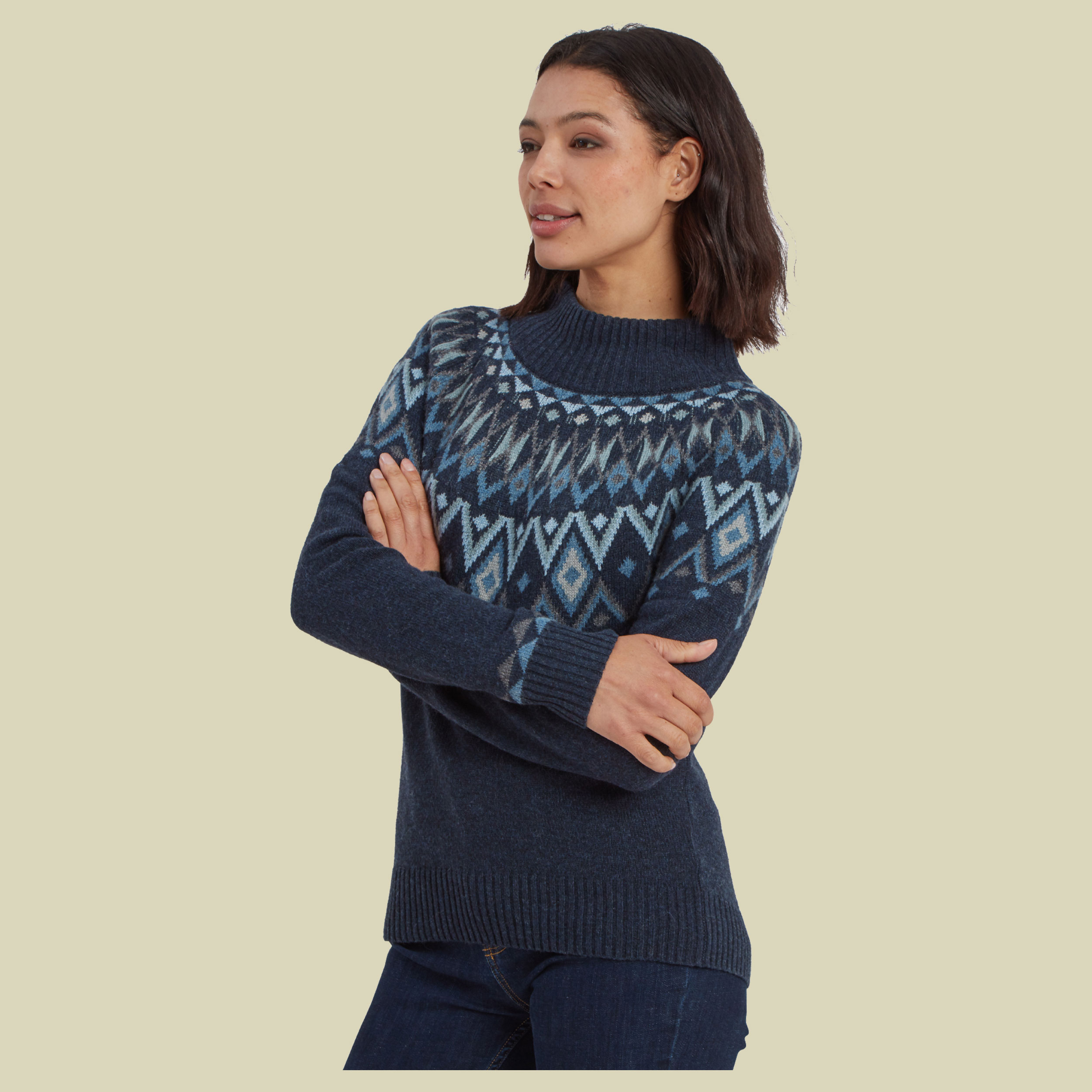 Indu Mock Neck Women blau L - rathee blue