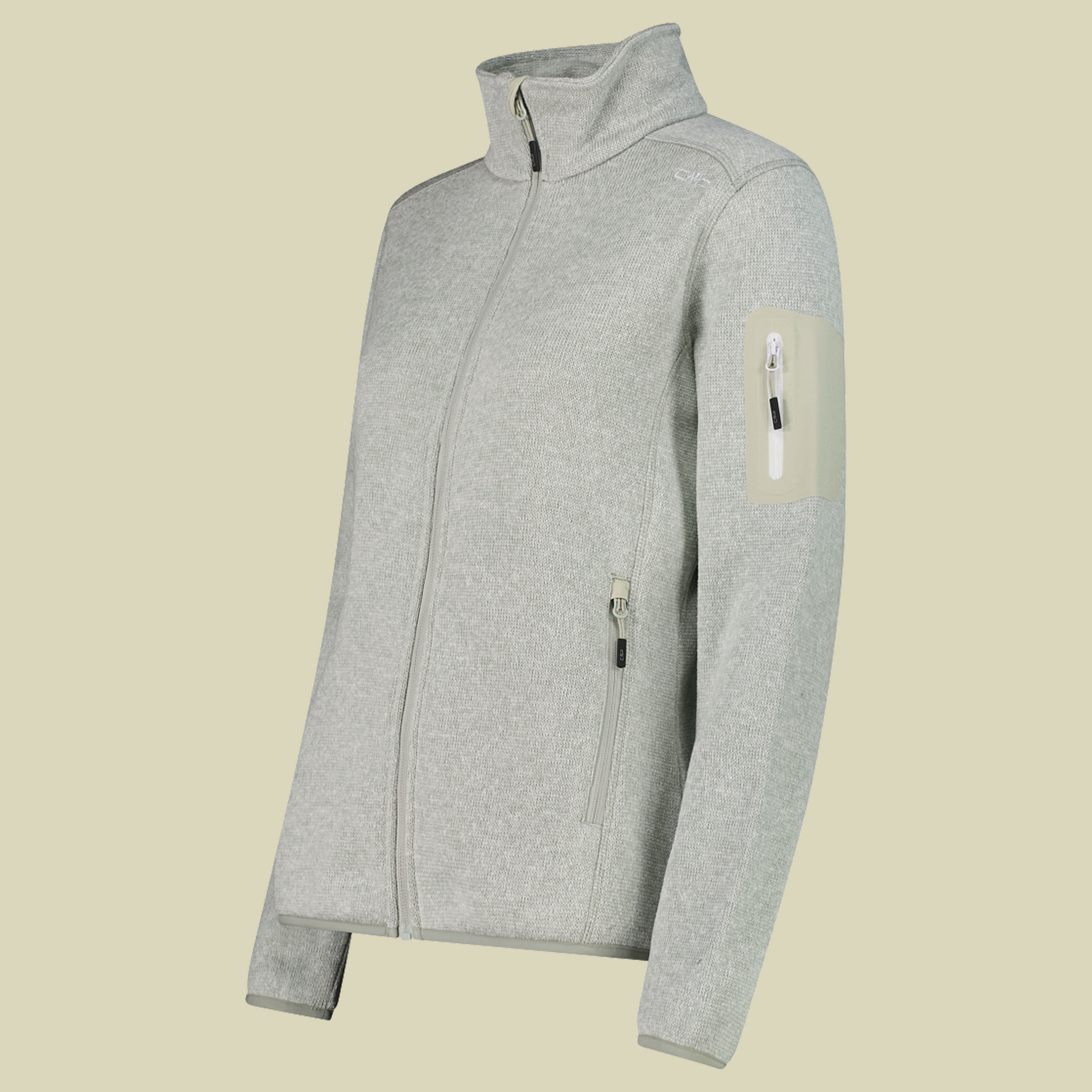 Woman Knitted Melange Fleece Jacket 3H14746 grün 46 - Farbe pistacchio-bianco